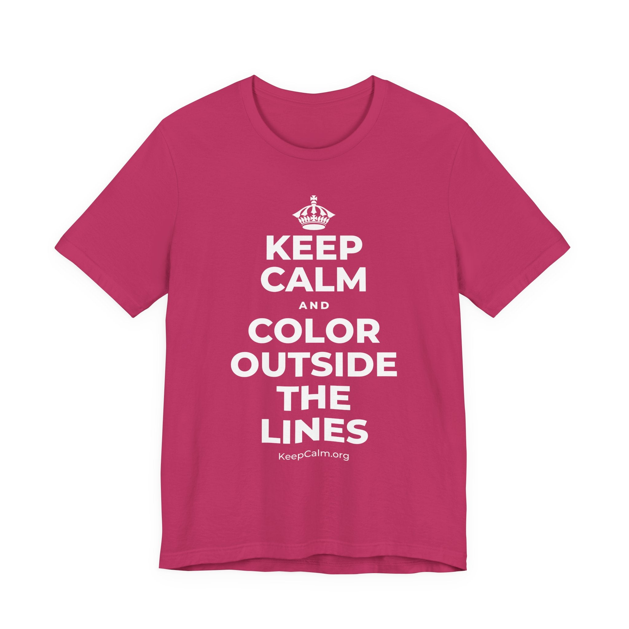 KEEP CALM AND COLOR OUTSIDE THE LINES T-Shirt (Baby Blue–Silver)