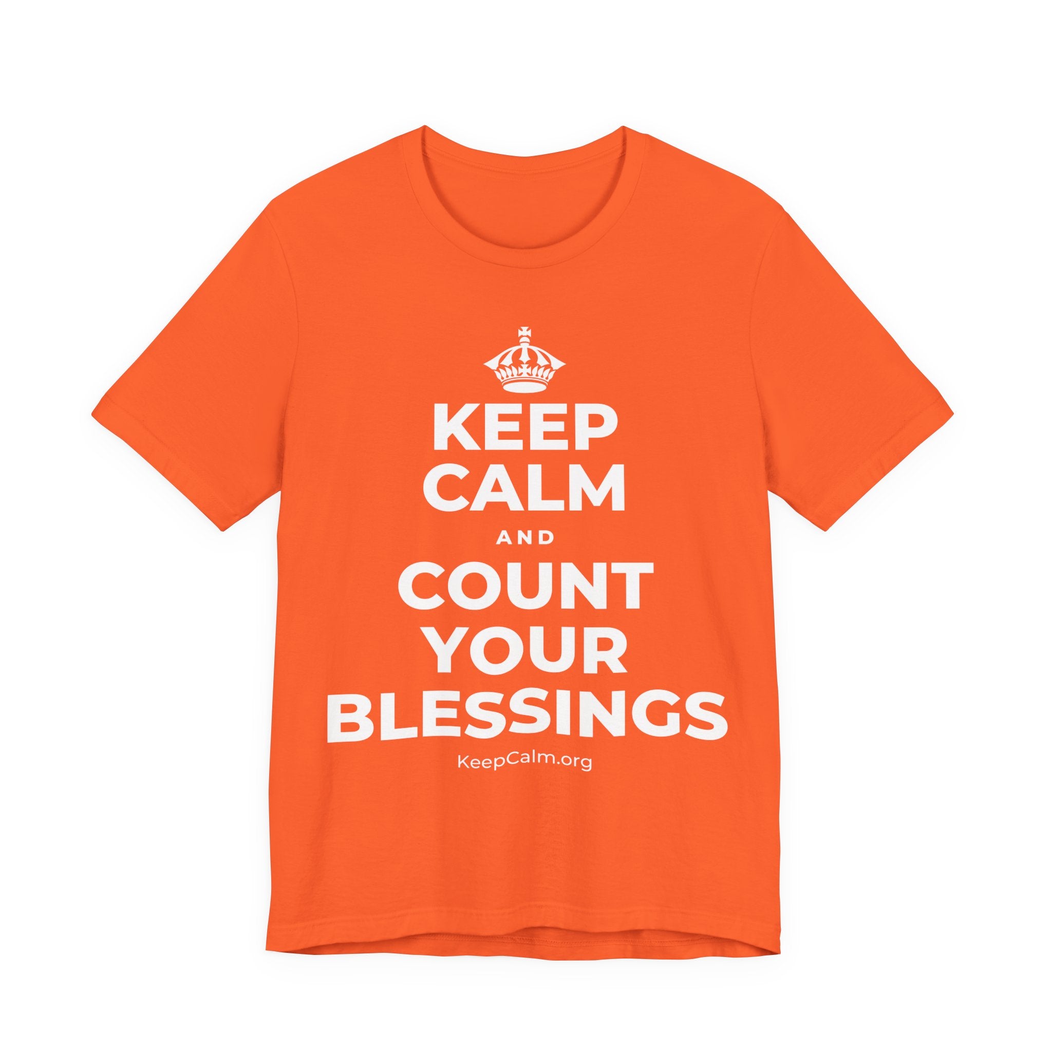 KEEP CALM AND COUNT YOUR BLESSINGS T-Shirt (Baby Blue–Silver)