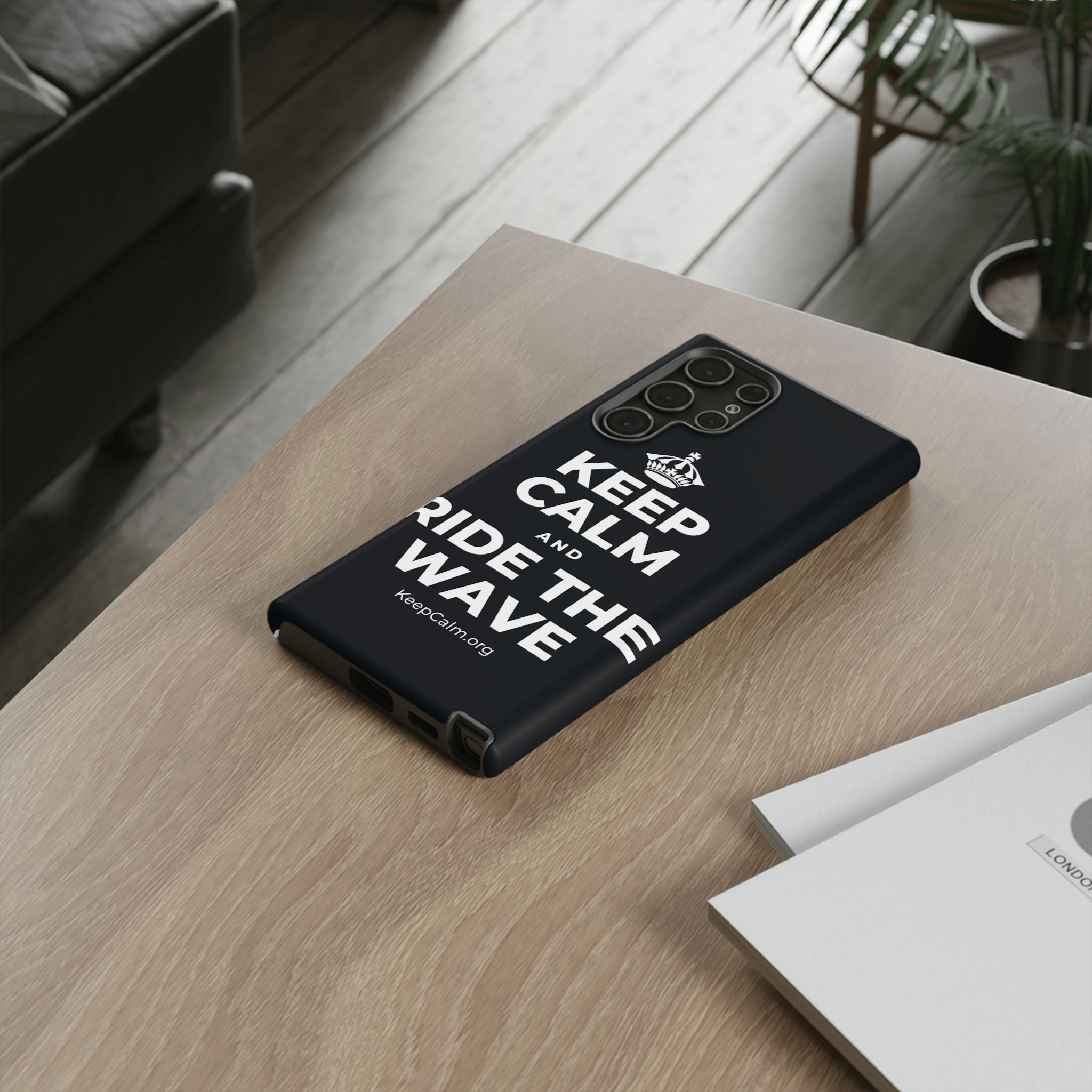 KEEP CALM AND RIDE THE WAVE Phone Case (Dark)