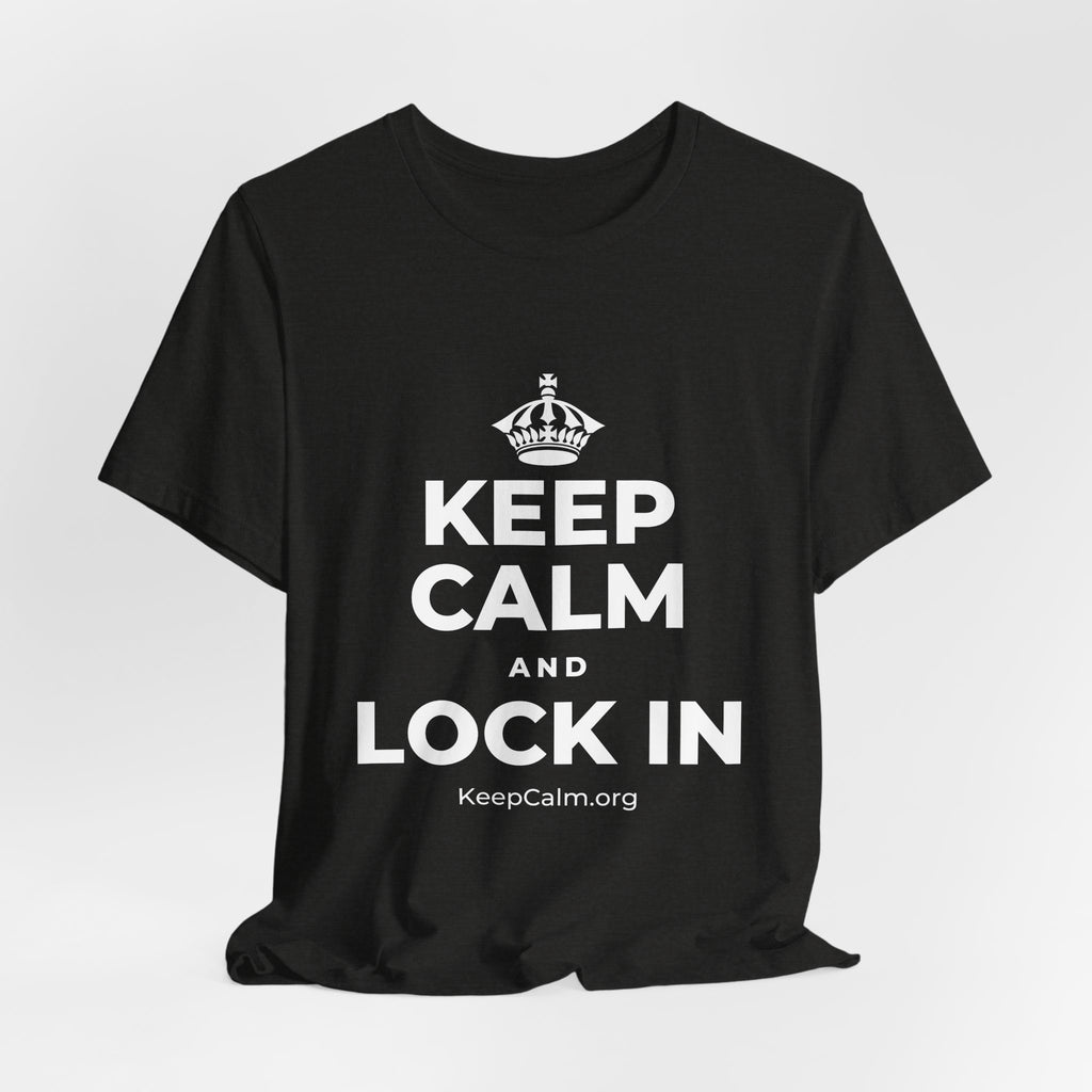 KEEP CALM AND LOCK IN T-Shirt (Soft Cream–Heather Mauve)
