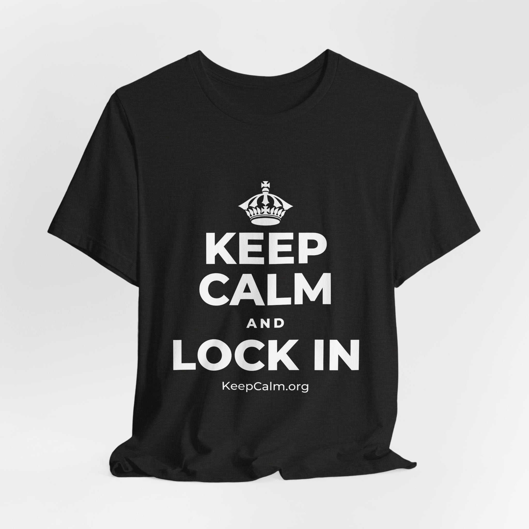 KEEP CALM AND LOCK IN T-Shirt (Soft Cream–Heather Mauve)