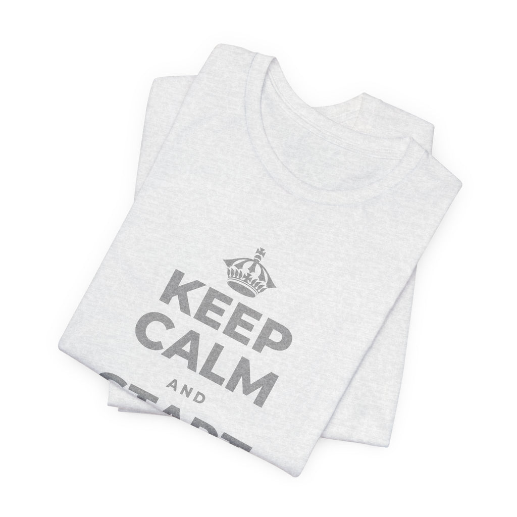 KEEP CALM AND START WHERE YOU ARE T-Shirt (Soft Cream–Heather Mauve)