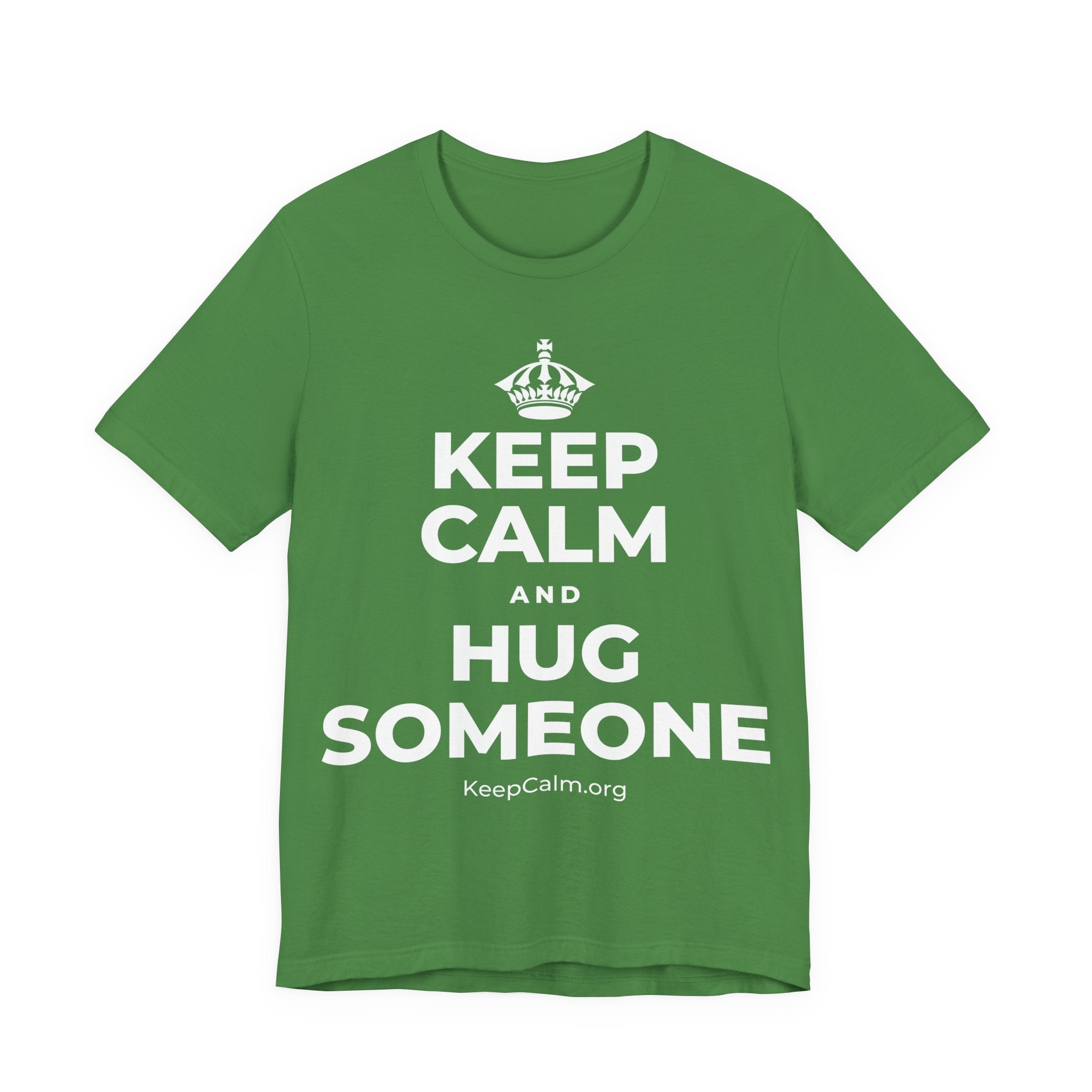 KEEP CALM AND HUG SOMEONE T-Shirt (Baby Blue–Silver)