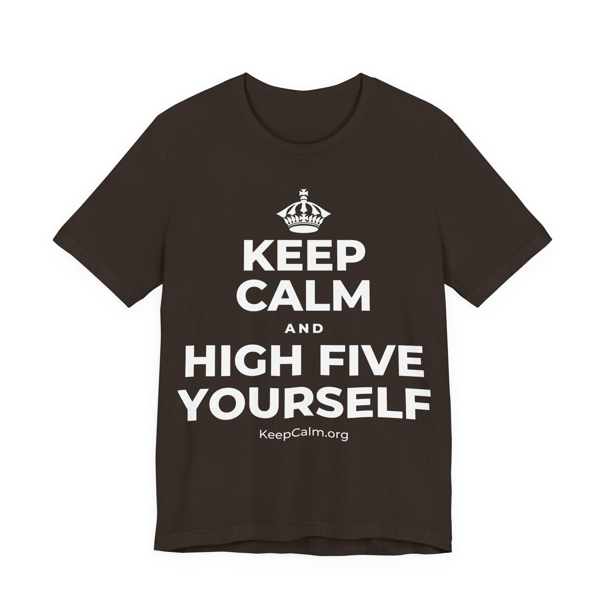 KEEP CALM AND HIGH FIVE YOURSELF T-Shirt (Soft Cream–Heather Mauve)