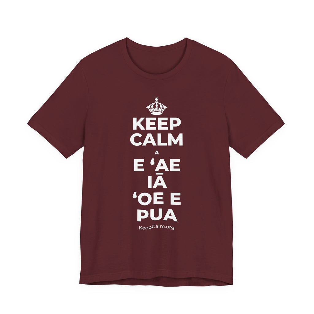 KEEP CALM A E ʻAE IĀ ʻOE E PUA T-Shirt (Baby Blue–Silver)