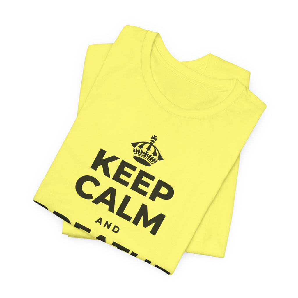 KEEP CALM AND BREATHE IN FOR FOUR T-Shirt (Soft Cream–Heather Mauve)