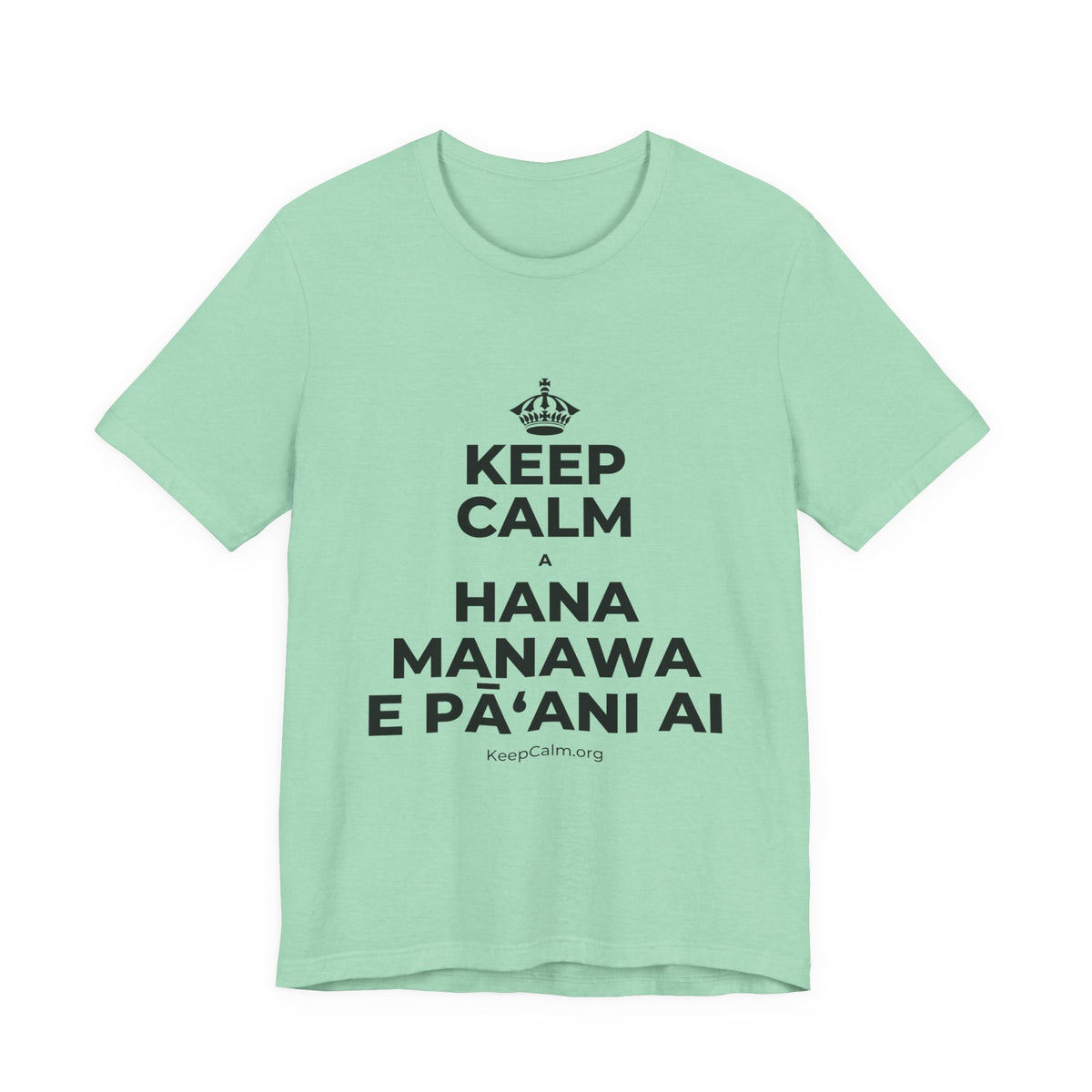 KEEP CALM A HANA MANAWA E PĀʻANI AI T-Shirt (Baby Blue–Silver)