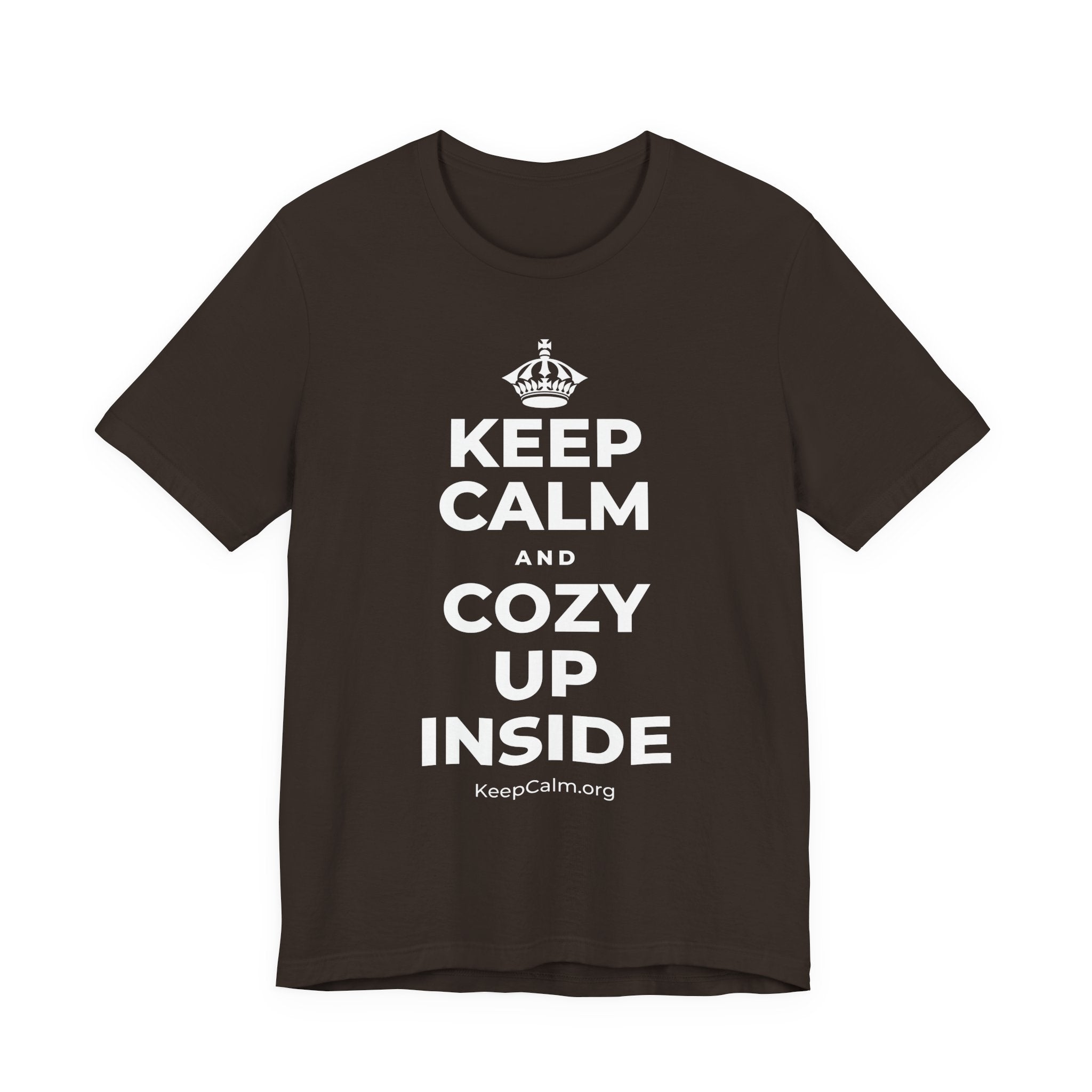 KEEP CALM AND COZY UP INSIDE T-Shirt (Soft Cream–Heather Mauve)