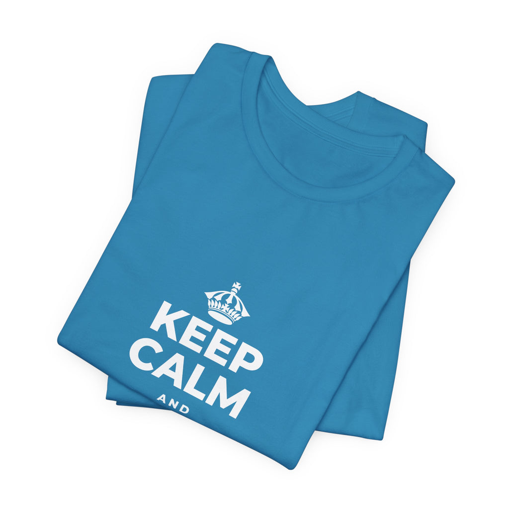 KEEP CALM AND CHASE GREATNESS T-Shirt (White–Asphalt)