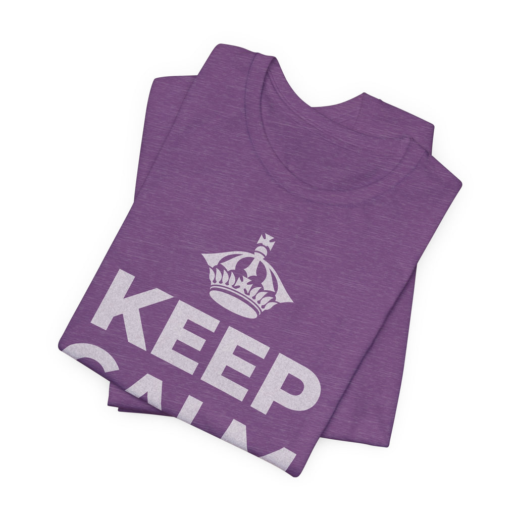 KEEP CALM AND 見知らぬ人に微笑んで T-Shirt (Baby Blue–Silver)