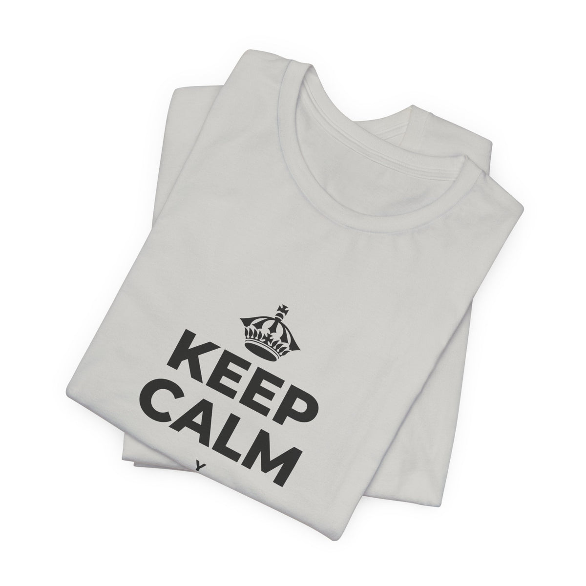 KEEP CALM Y PRENDE UNA VELA T-Shirt (Baby Blue–Silver)