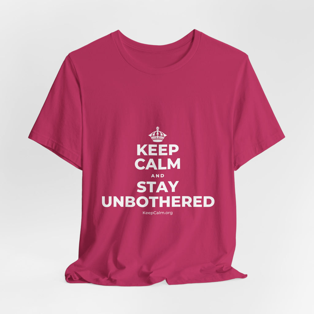 KEEP CALM AND STAY UNBOTHERED T-Shirt (Baby Blue–Silver)