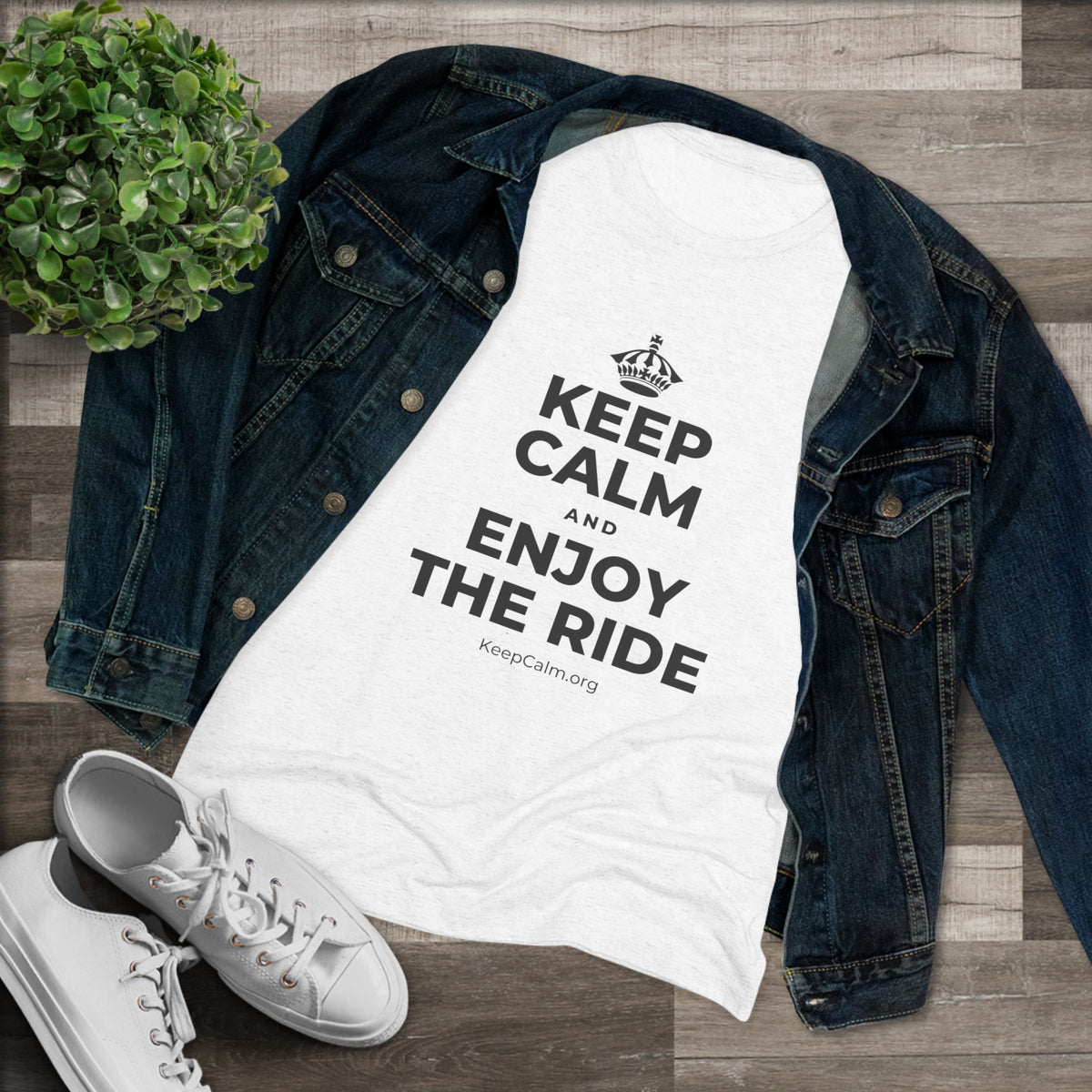 KEEP CALM AND ENJOY THE RIDE Women's Tri-Blend Tee