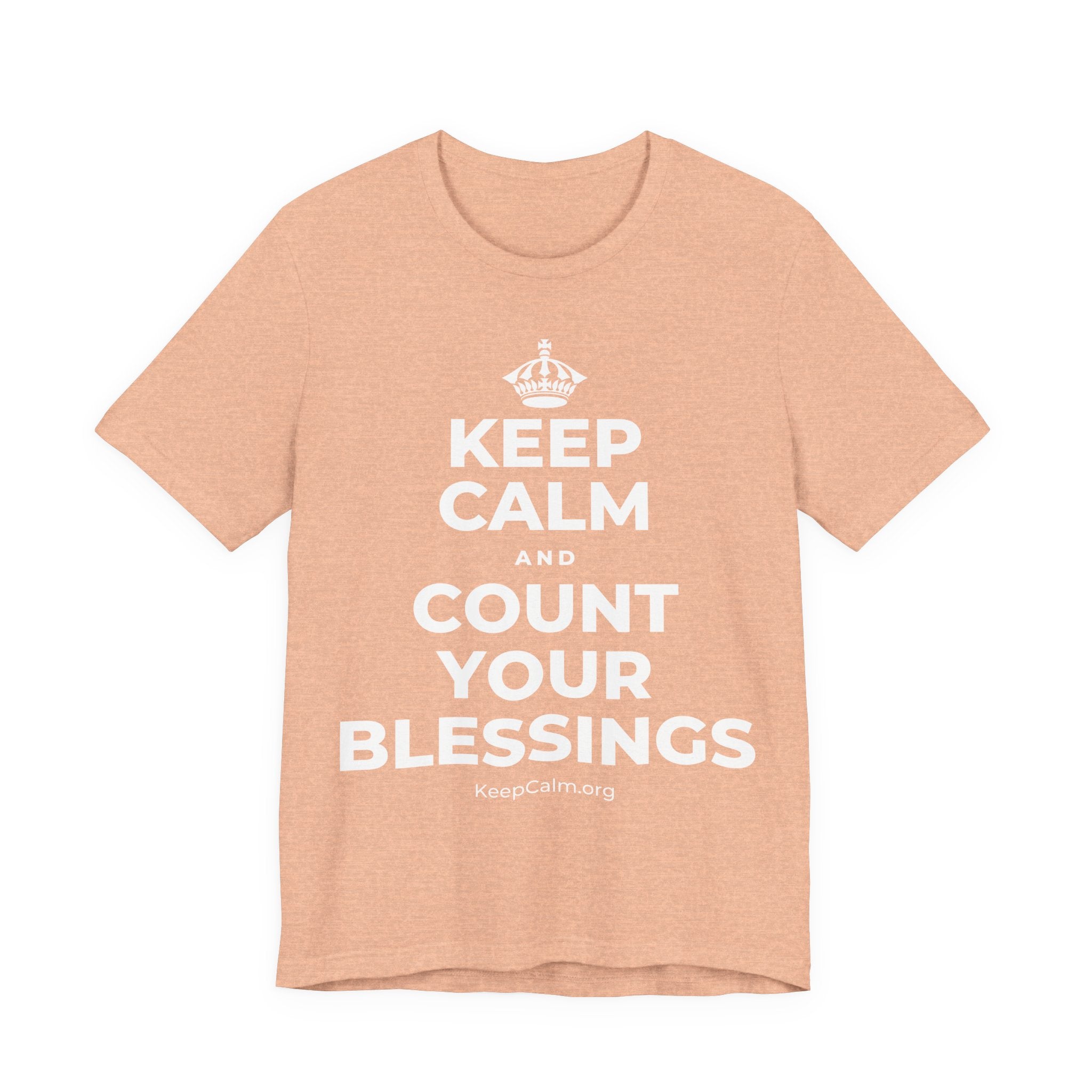 KEEP CALM AND COUNT YOUR BLESSINGS T-Shirt (Soft Cream–Heather Mauve)
