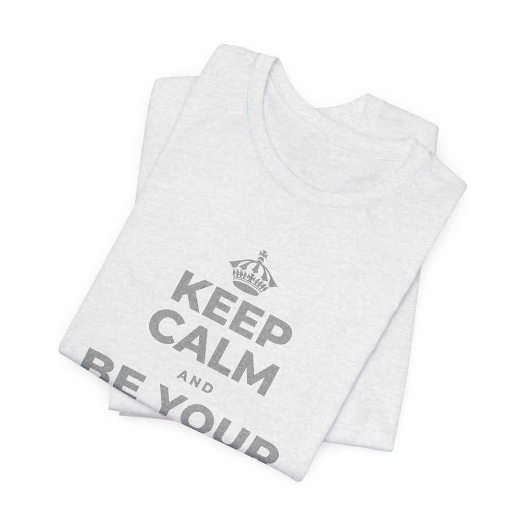 KEEP CALM AND BE YOUR OWN VALENTINE T-Shirt (Soft Cream–Heather Mauve)