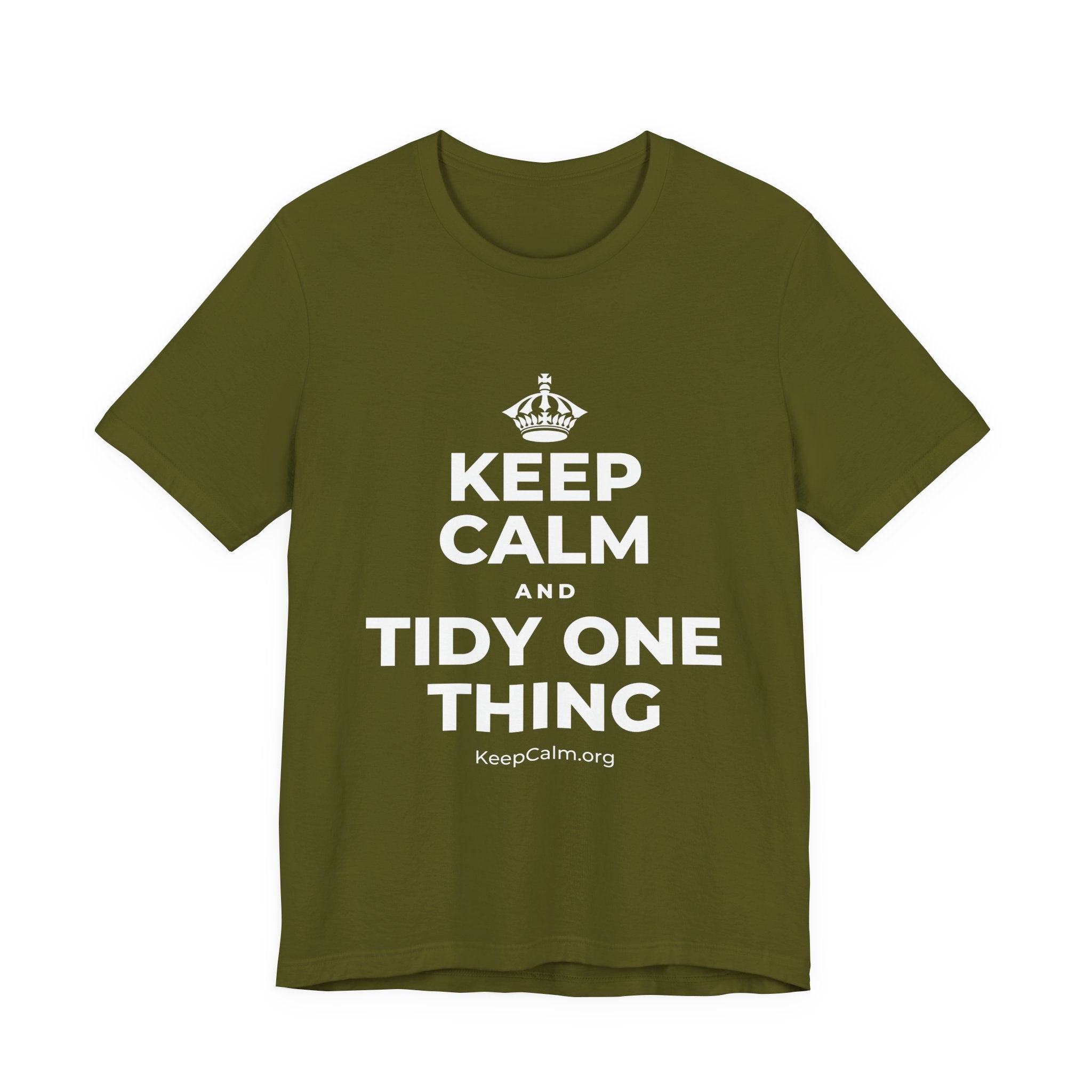 KEEP CALM AND TIDY ONE THING T-Shirt (Baby Blue–Silver)
