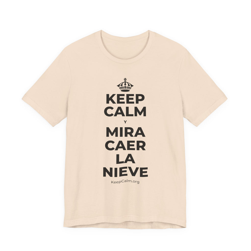 KEEP CALM Y MIRA CAER LA NIEVE T-Shirt (Soft Cream–Heather Mauve)