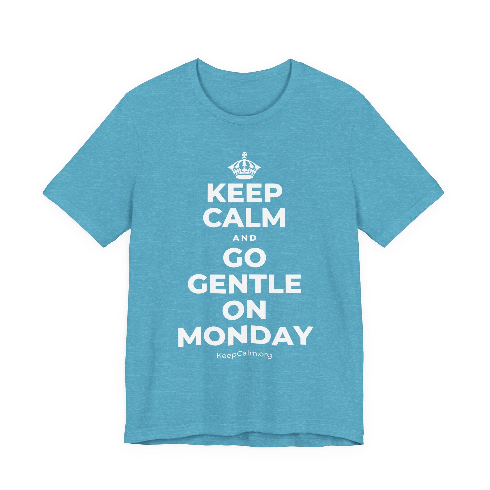 KEEP CALM AND GO GENTLE ON MONDAY T-Shirt (Soft Cream–Heather Mauve)
