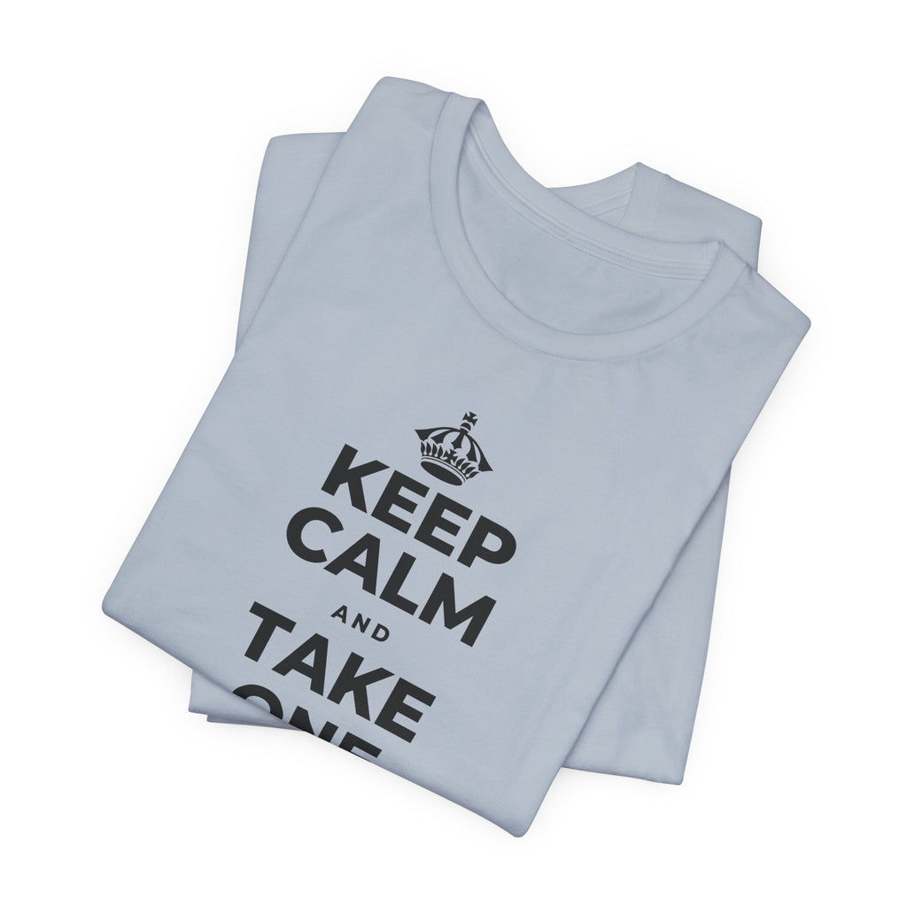 KEEP CALM AND TAKE ONE BREATH AT A TIME T-Shirt (White–Asphalt)