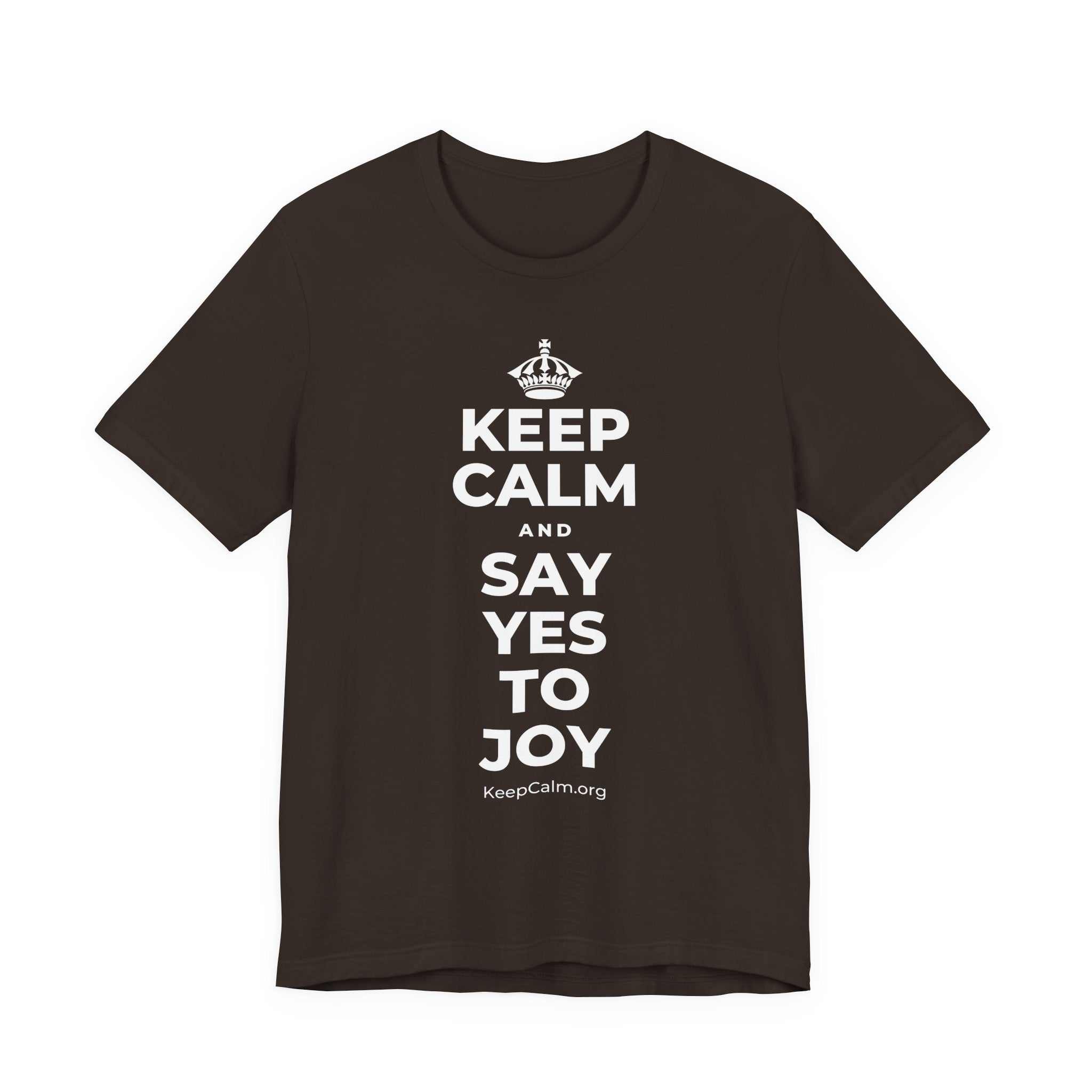 KEEP CALM AND SAY YES TO JOY T-Shirt (Soft Cream–Heather Mauve)