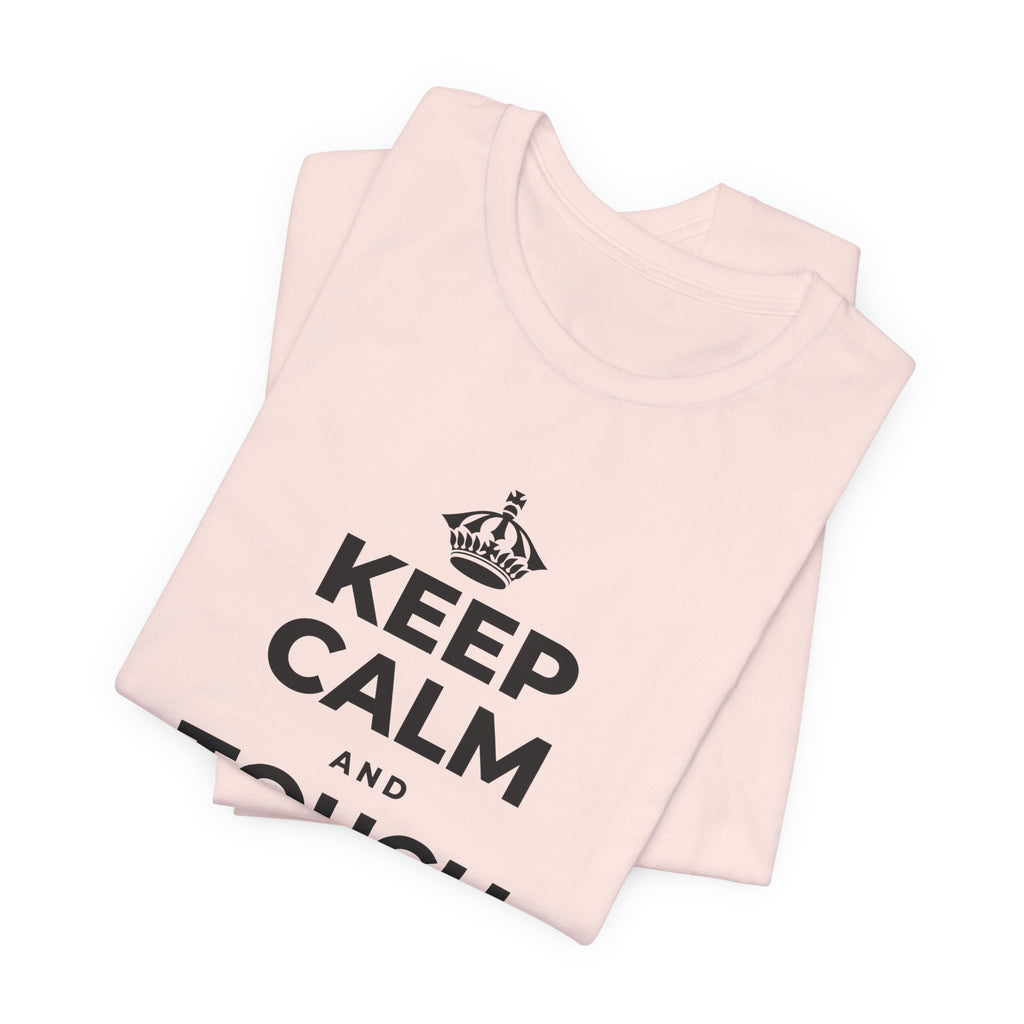 KEEP CALM AND TOUCH SOME GRASS T-Shirt (Soft Cream–Heather Mauve)