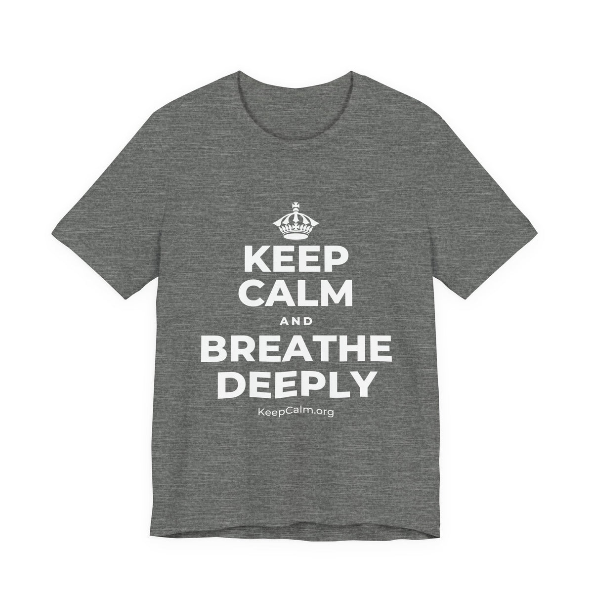 KEEP CALM AND BREATHE DEEPLY T-Shirt (Baby Blue–Silver)