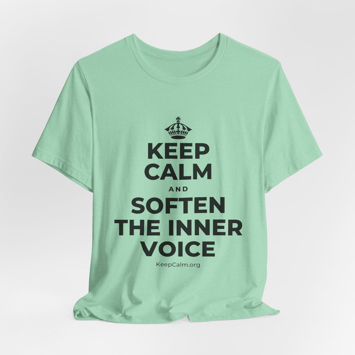 KEEP CALM AND SOFTEN THE INNER VOICE T-Shirt (Baby Blue–Silver)