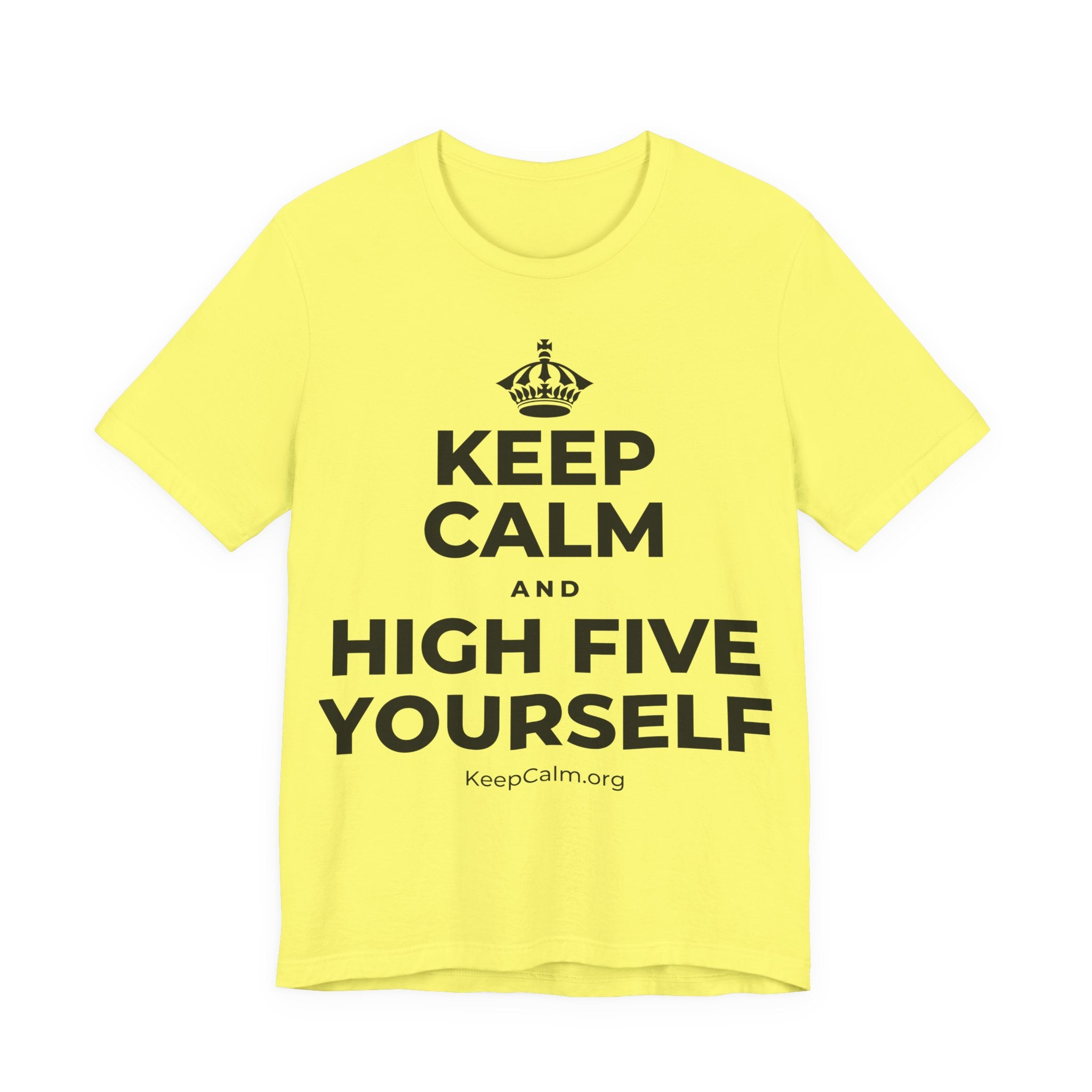 KEEP CALM AND HIGH FIVE YOURSELF T-Shirt (Soft Cream–Heather Mauve)