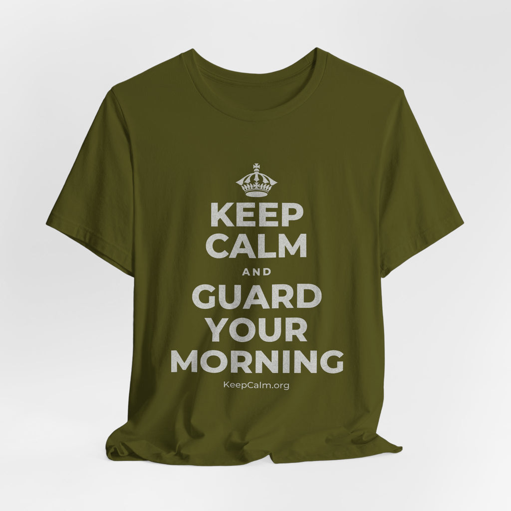 KEEP CALM AND GUARD YOUR MORNING T-Shirt (Baby Blue–Silver)