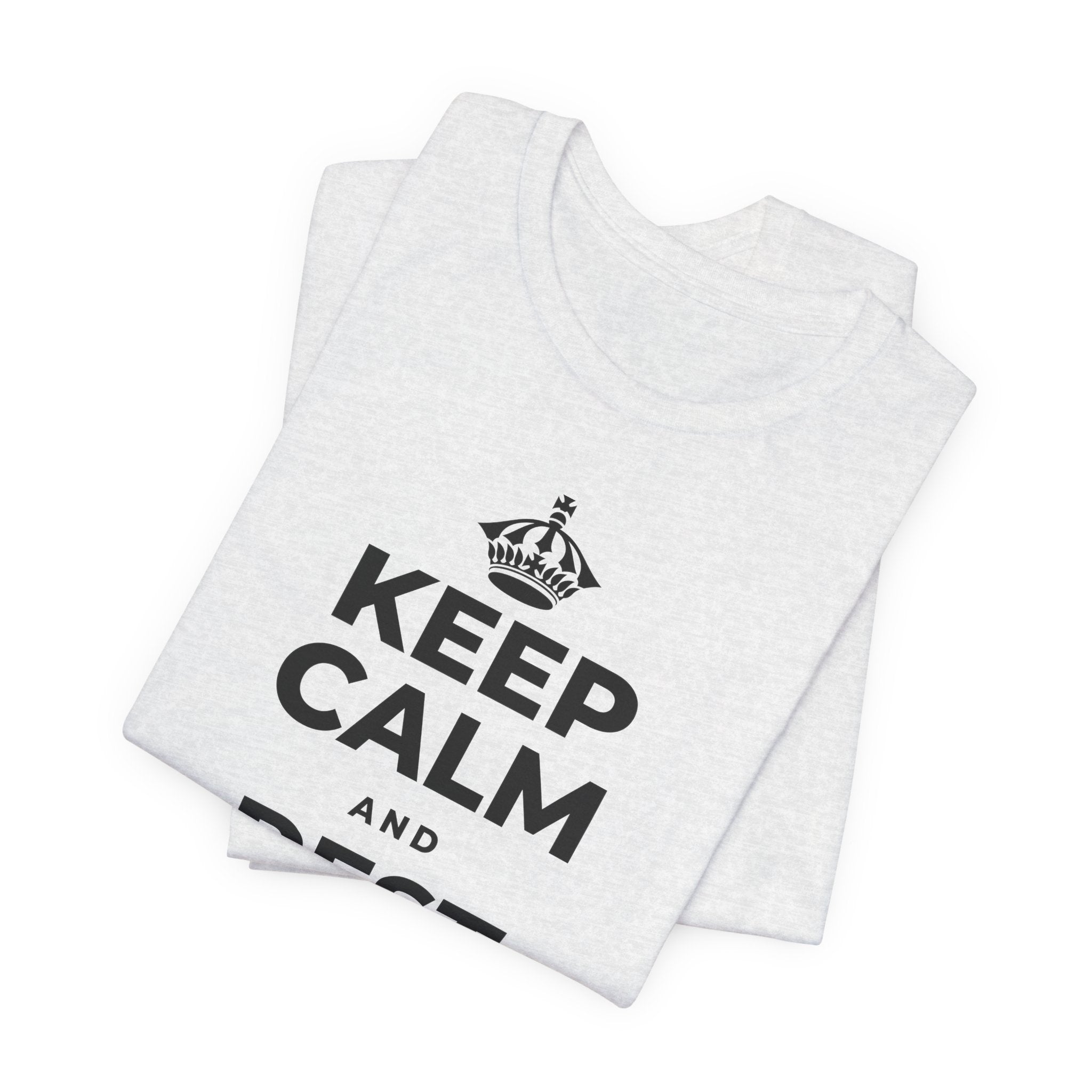 KEEP CALM AND REST YOUR EYES T-Shirt (Soft Cream–Heather Mauve)