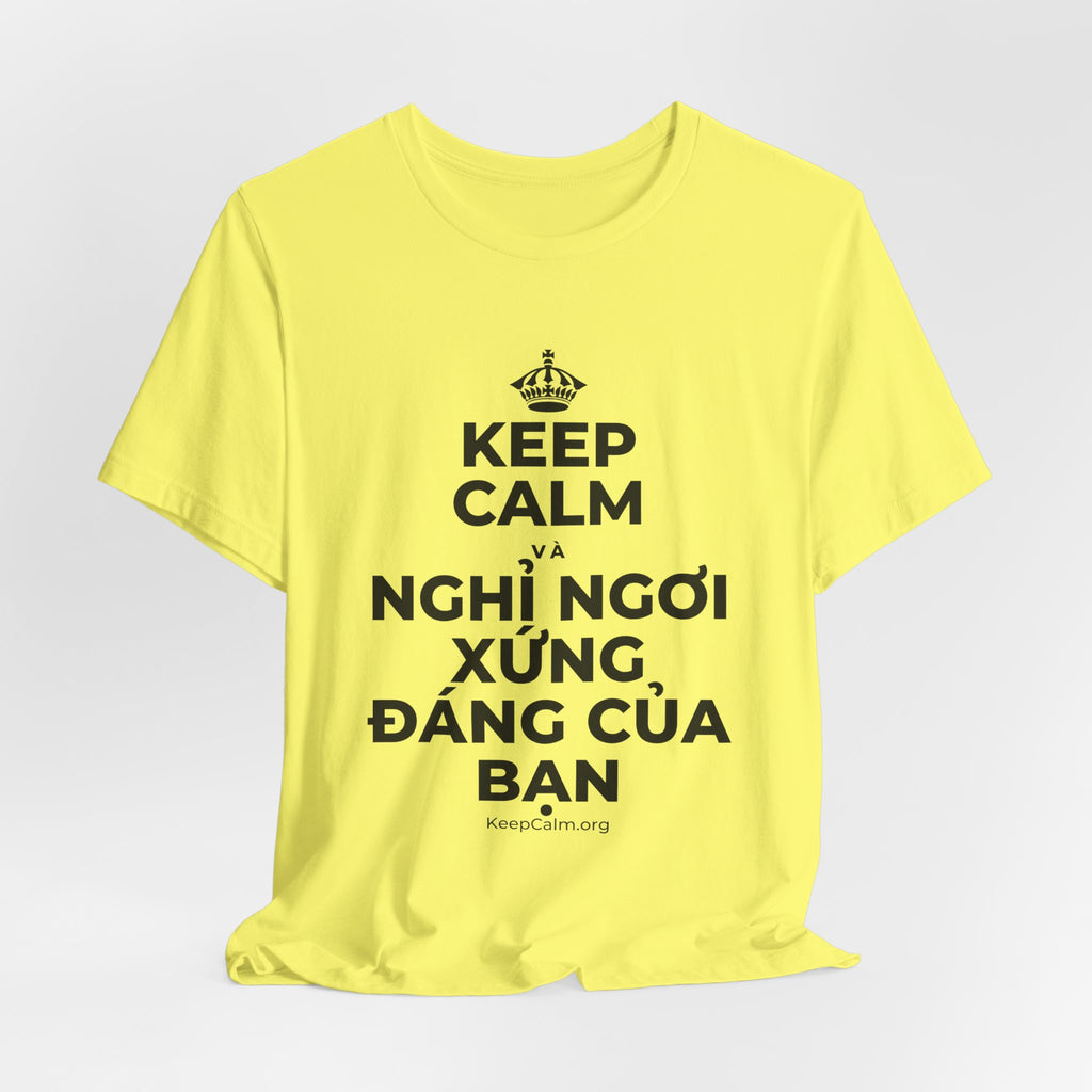 KEEP CALM VÀ NGHỈ NGƠI XỨNG ĐÁNG CỦA BẠN T-Shirt (Soft Cream–Heather Mauve)