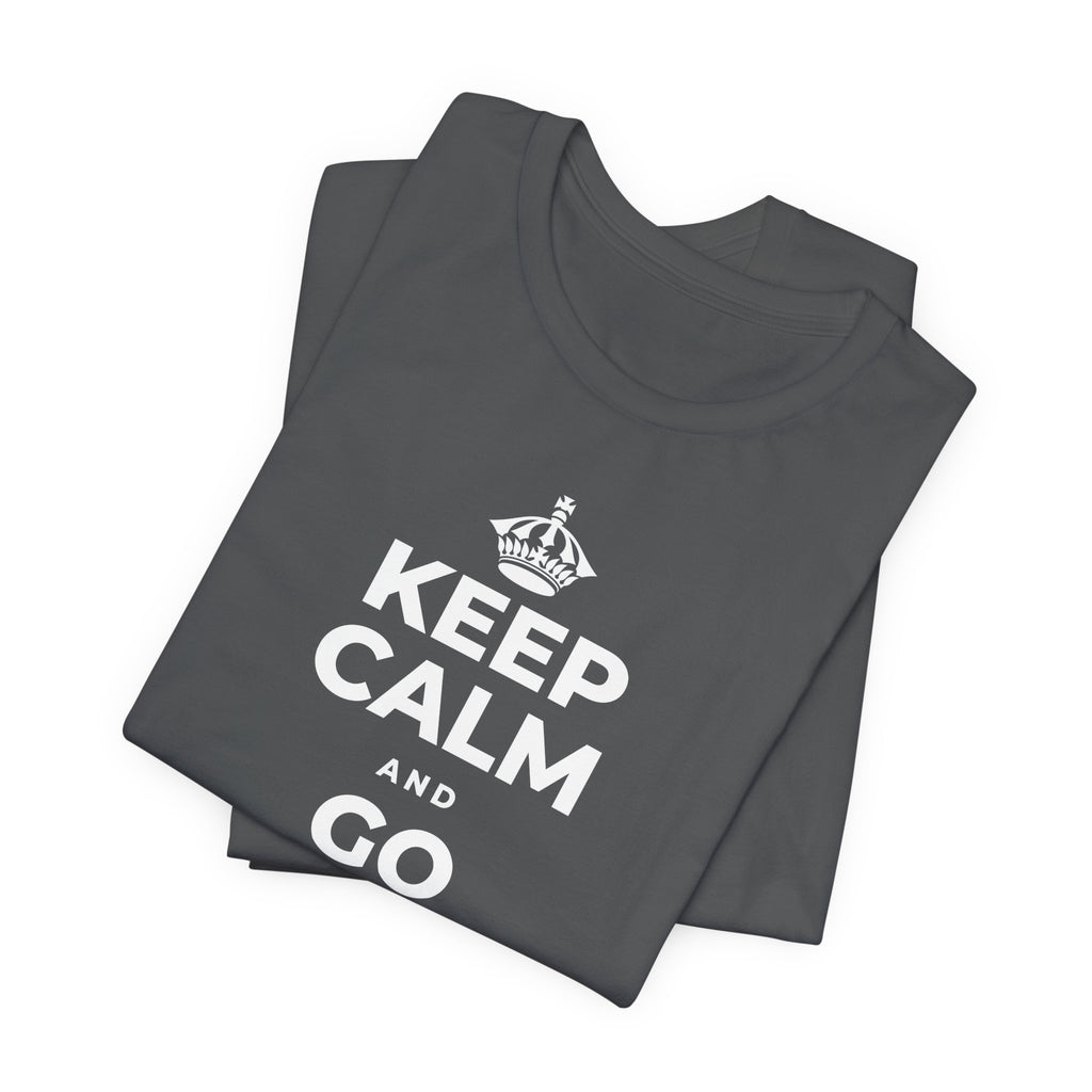KEEP CALM AND GO GENTLE ON MONDAY T-Shirt (White–Asphalt)