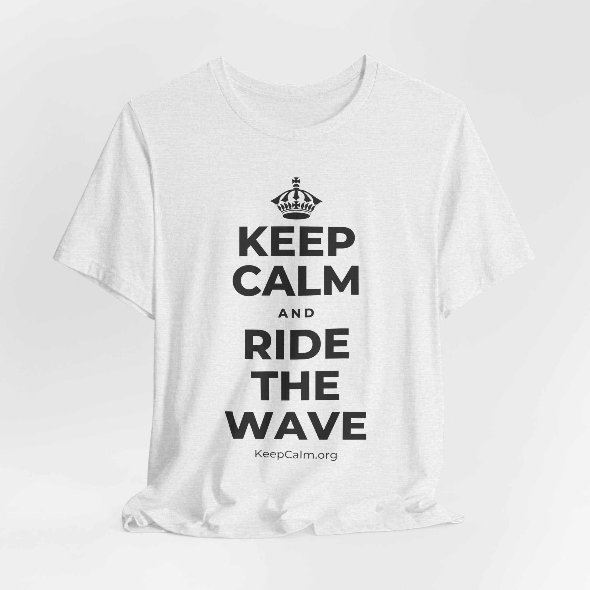 KEEP CALM AND RIDE THE WAVE T-Shirt (Soft Cream–Heather Mauve)