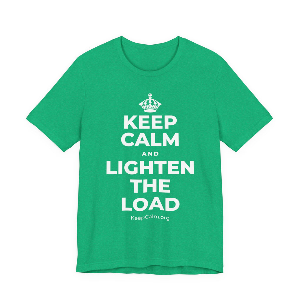 KEEP CALM AND LIGHTEN THE LOAD T-Shirt (Baby Blue–Silver)