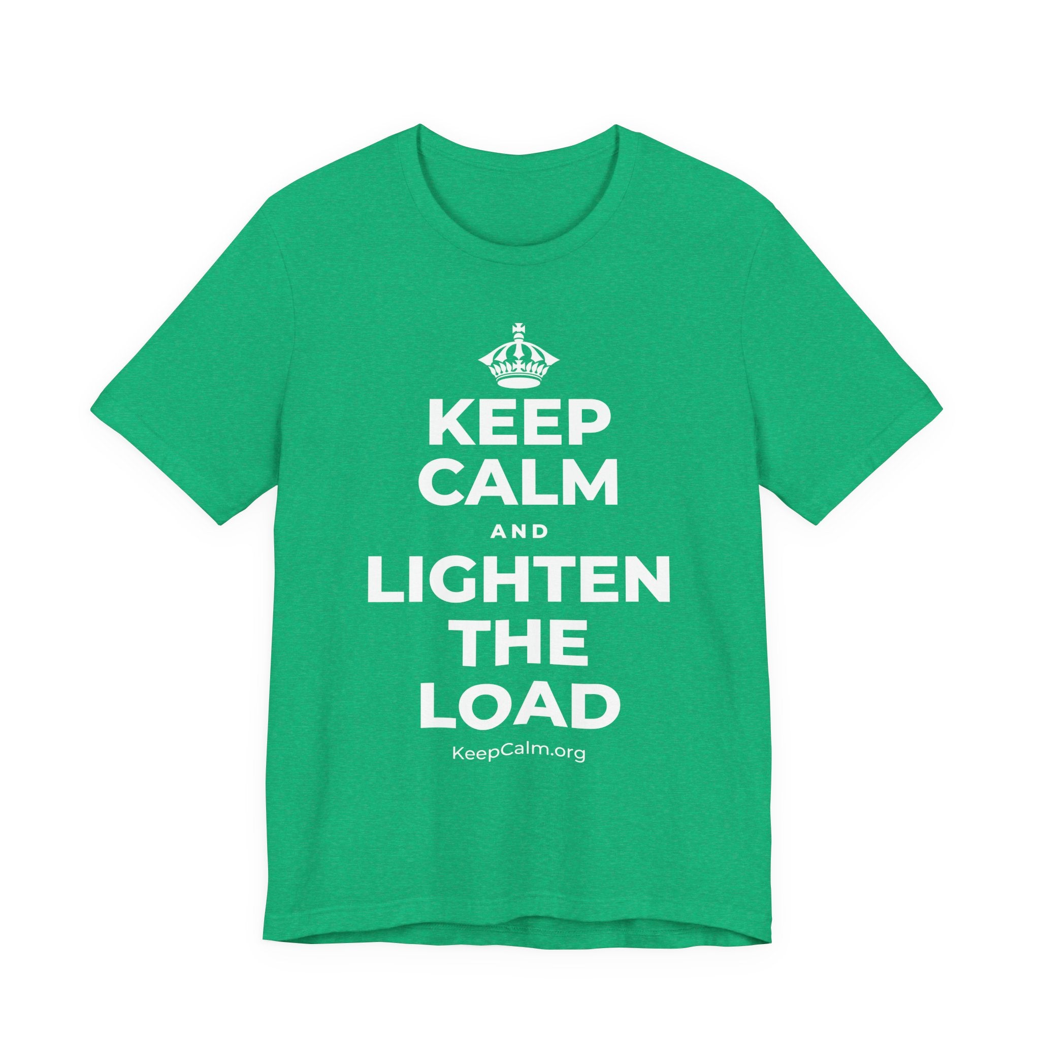 KEEP CALM AND LIGHTEN THE LOAD T-Shirt (Baby Blue–Silver)