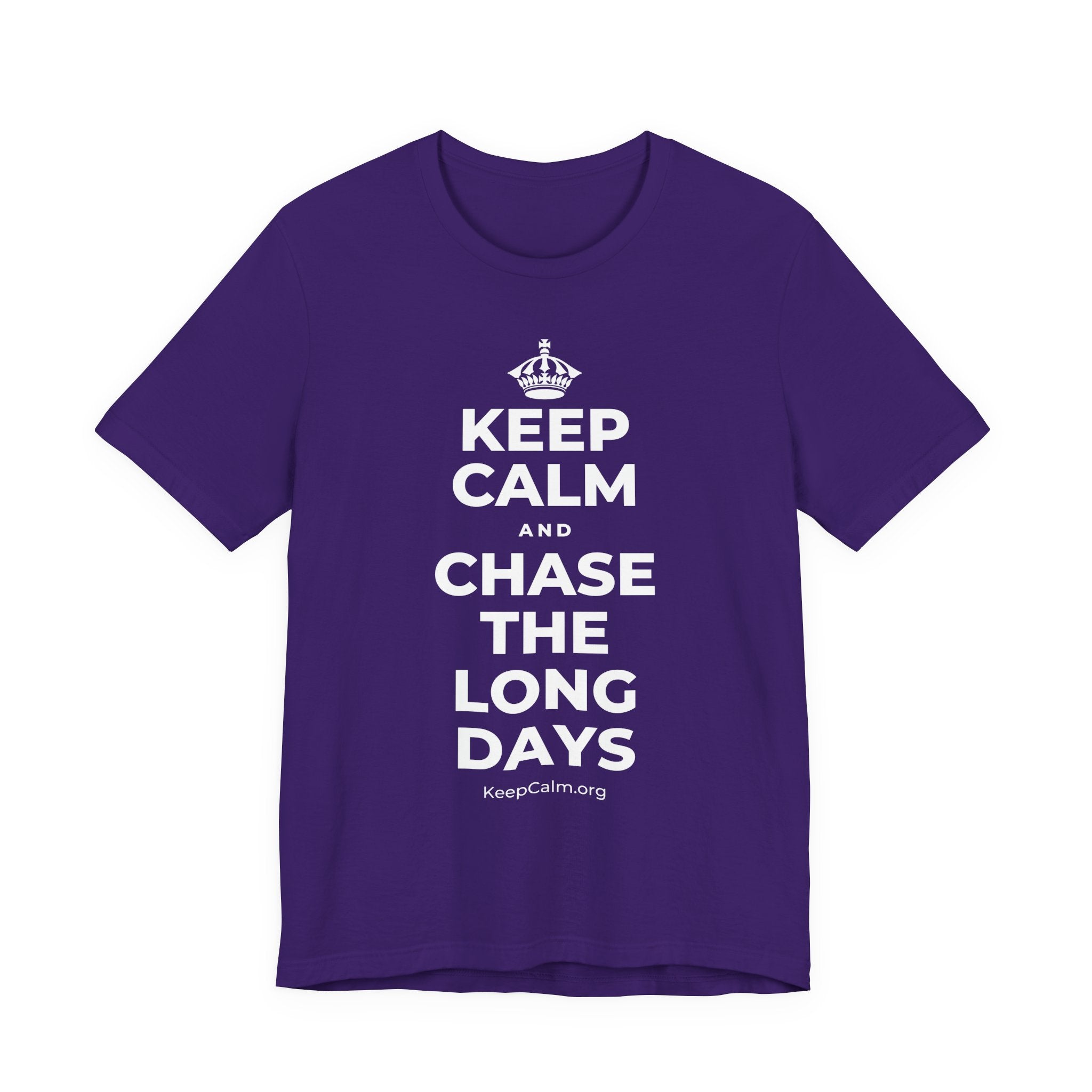 KEEP CALM AND CHASE THE LONG DAYS T-Shirt (Soft Cream–Heather Mauve)