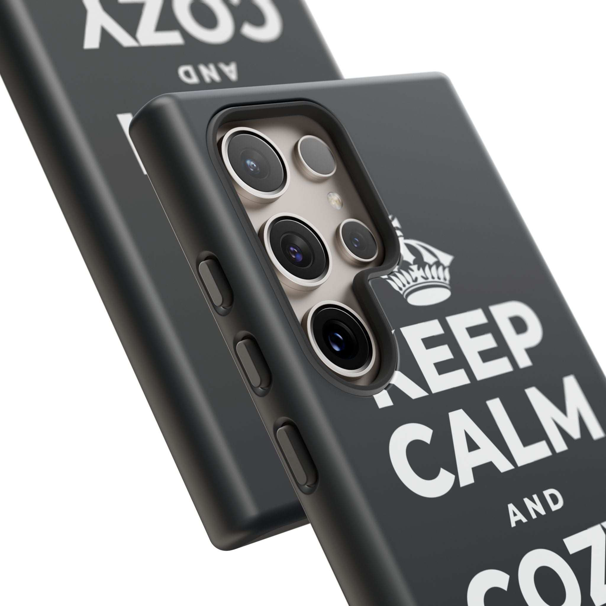 KEEP CALM AND COZY UP INSIDE Phone Case (Dark)