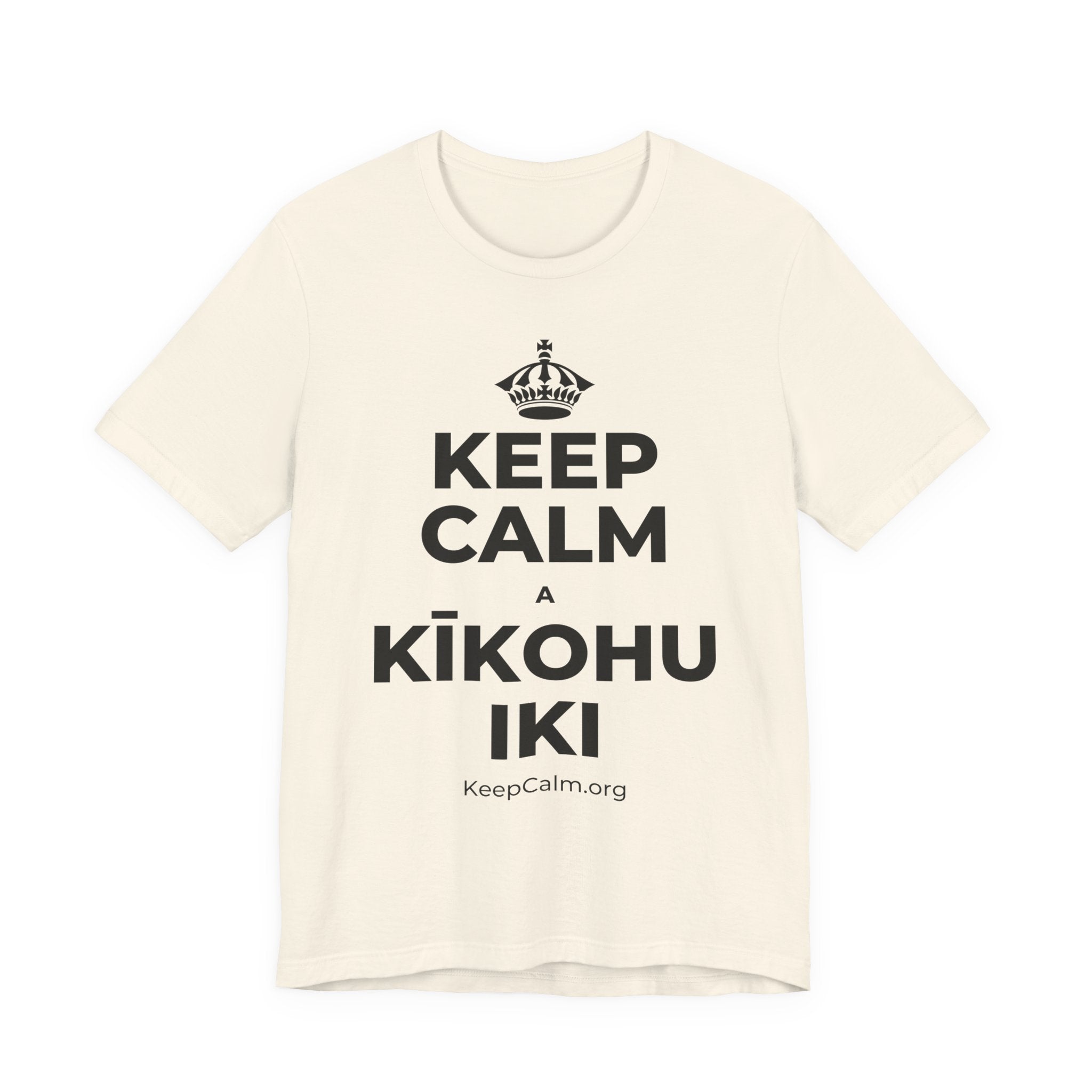 KEEP CALM A KĪKOHU IKI T-Shirt (White–Asphalt)