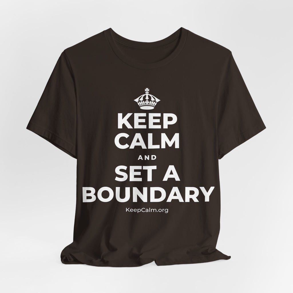 KEEP CALM AND SET A BOUNDARY T-Shirt (Soft Cream–Heather Mauve)