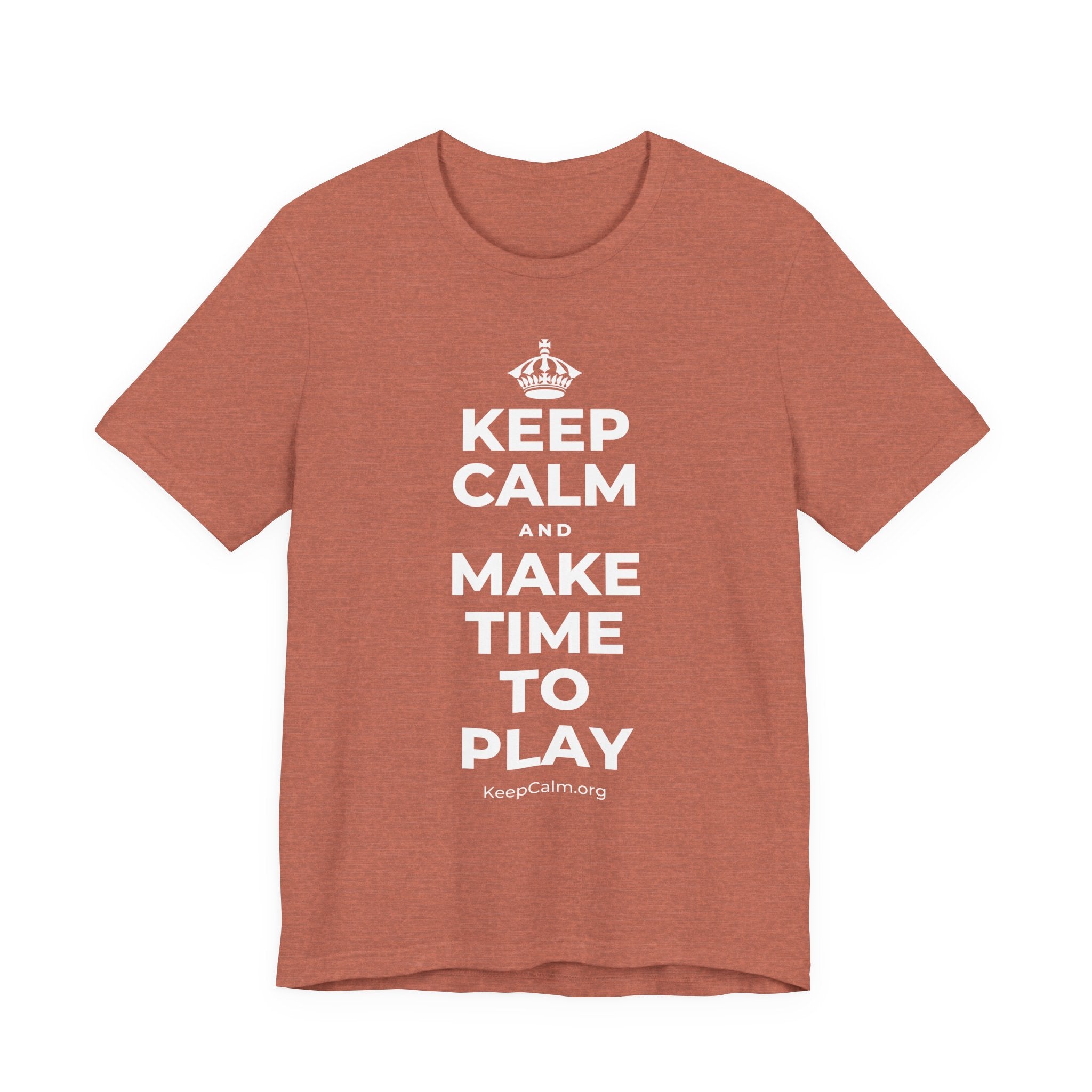 KEEP CALM AND MAKE TIME TO PLAY T-Shirt (Soft Cream–Heather Mauve)