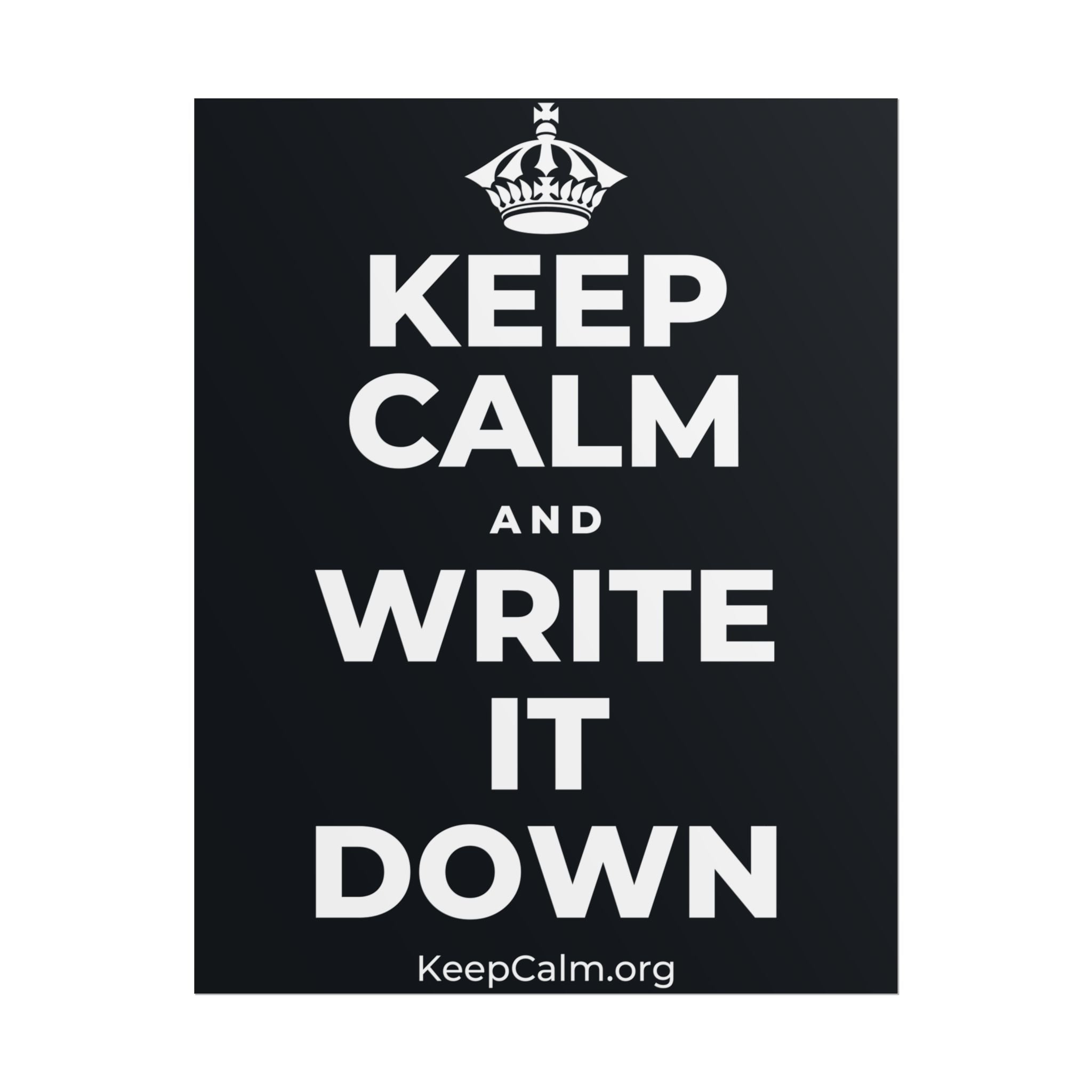 KEEP CALM AND WRITE IT DOWN Poster (Dark)
