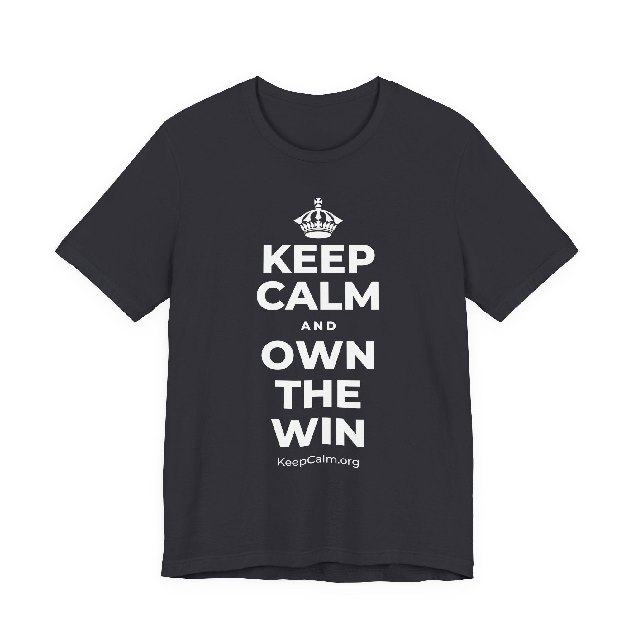 KEEP CALM AND OWN THE WIN T-Shirt (Baby Blue–Silver)