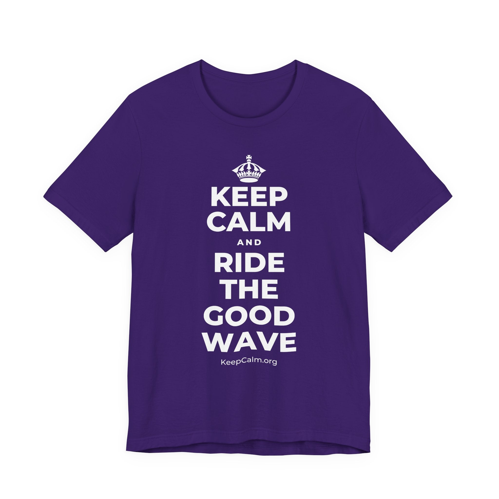 KEEP CALM AND RIDE THE GOOD WAVE T-Shirt (Soft Cream–Heather Mauve)