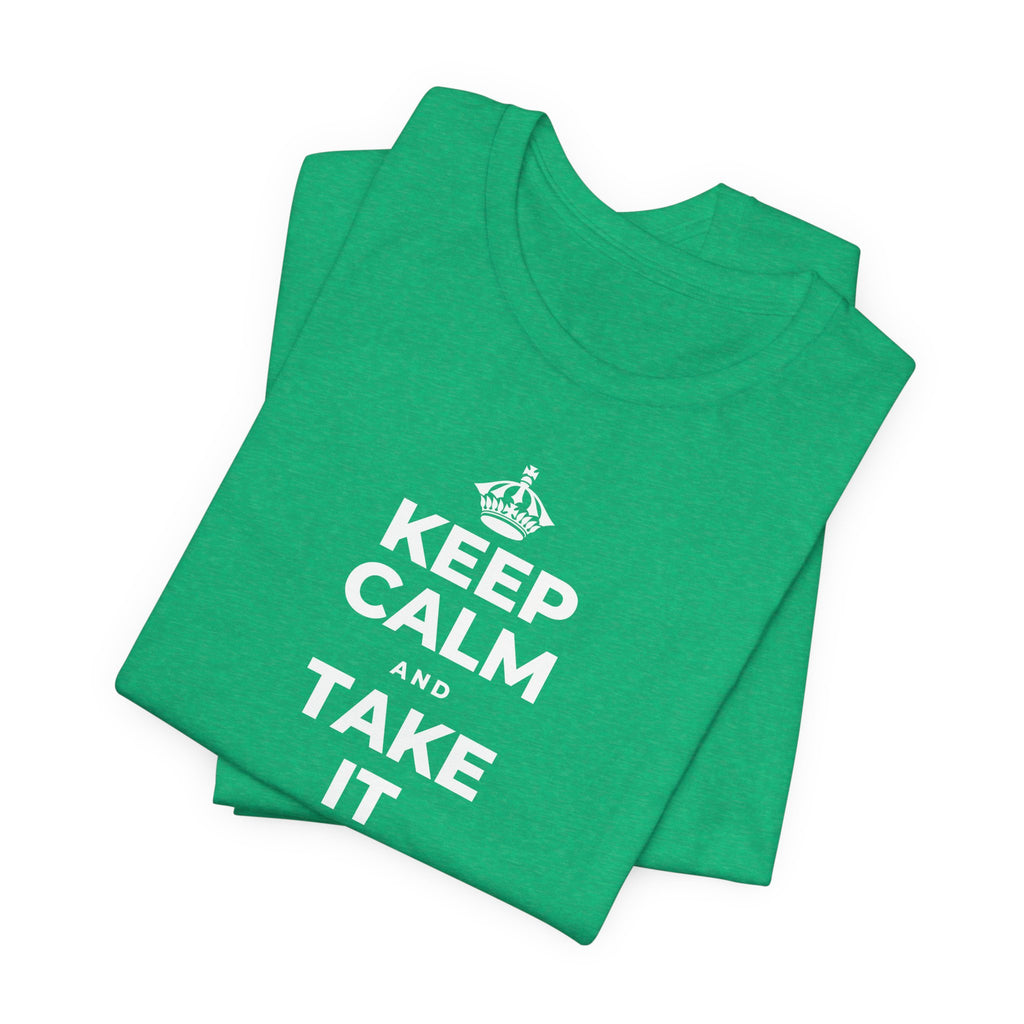 KEEP CALM AND TAKE IT ONE DAY AT A TIME T-Shirt (Baby Blue–Silver)