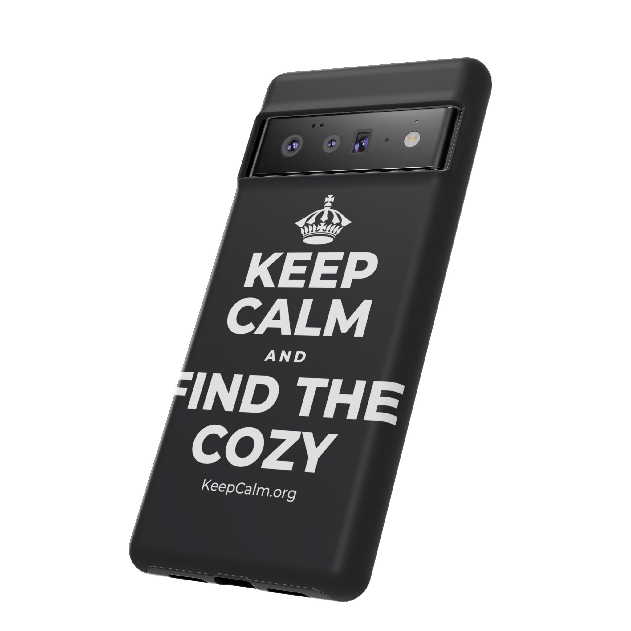 KEEP CALM AND FIND THE COZY Phone Case (Dark)