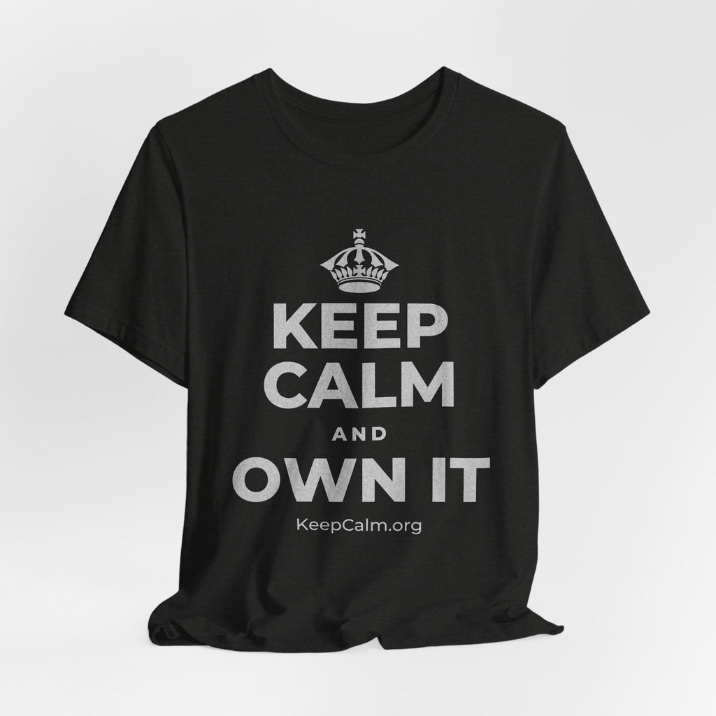 KEEP CALM AND OWN IT T-Shirt (Soft Cream–Heather Mauve)
