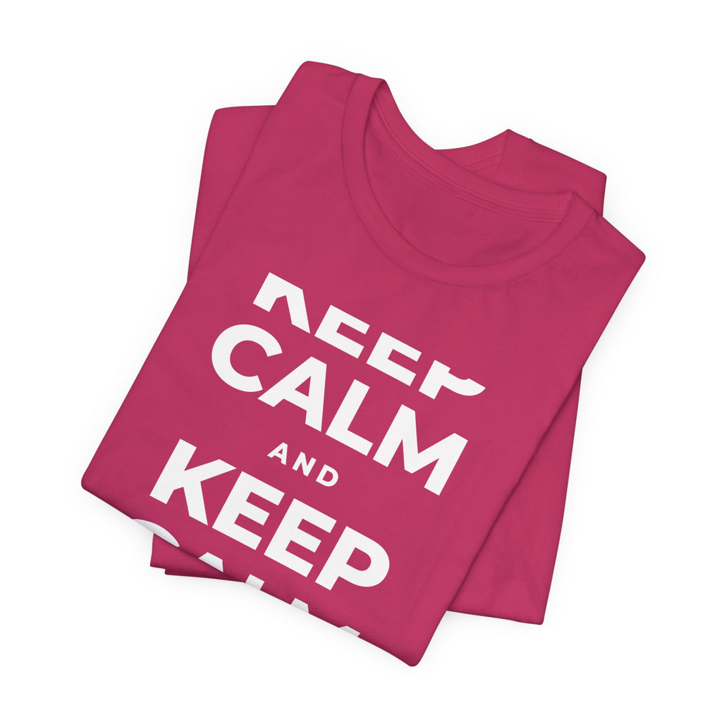KEEP CALM AND DRINK WATER T-Shirt (Baby Blue–Silver)