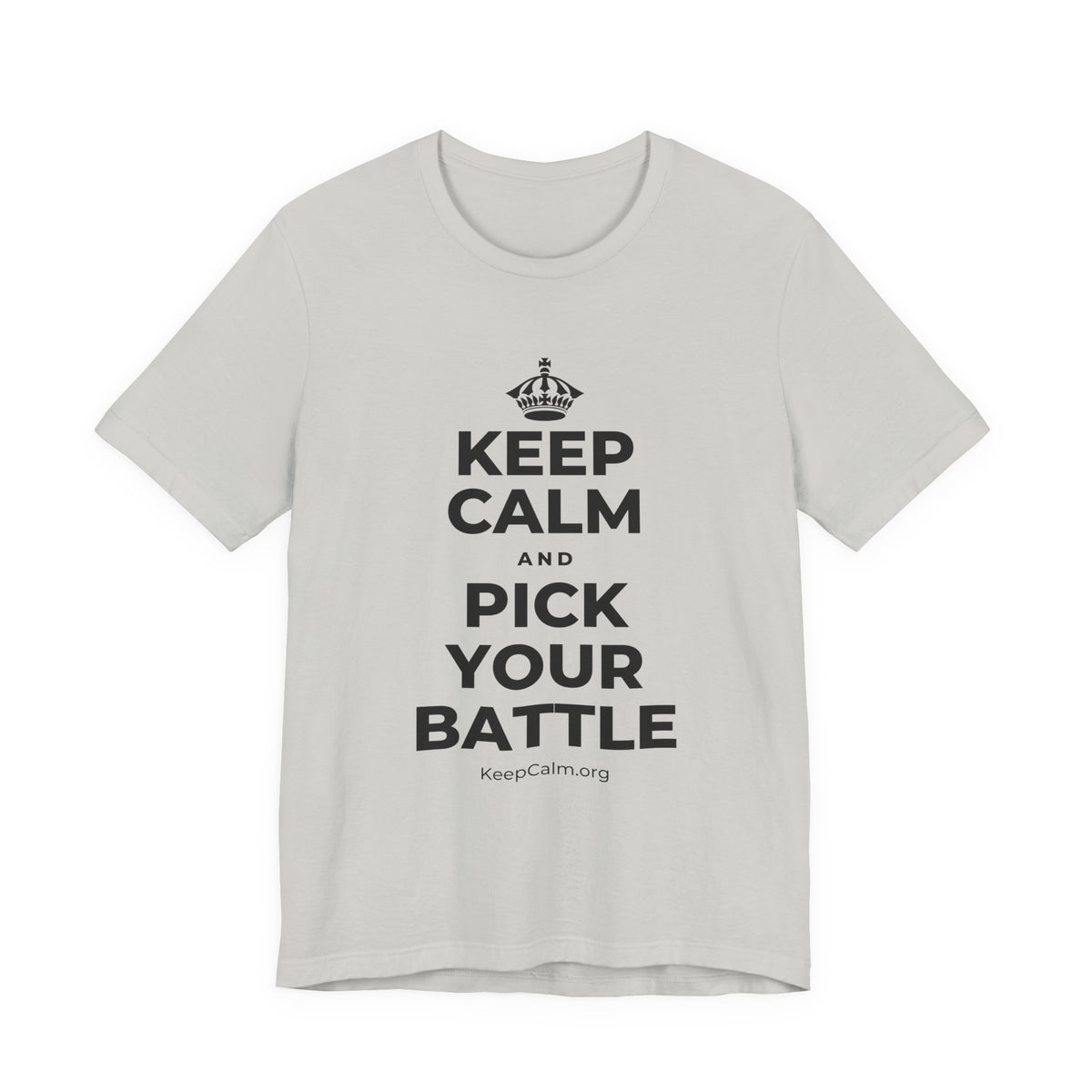 KEEP CALM AND PICK YOUR BATTLE T-Shirt (Baby Blue–Silver)