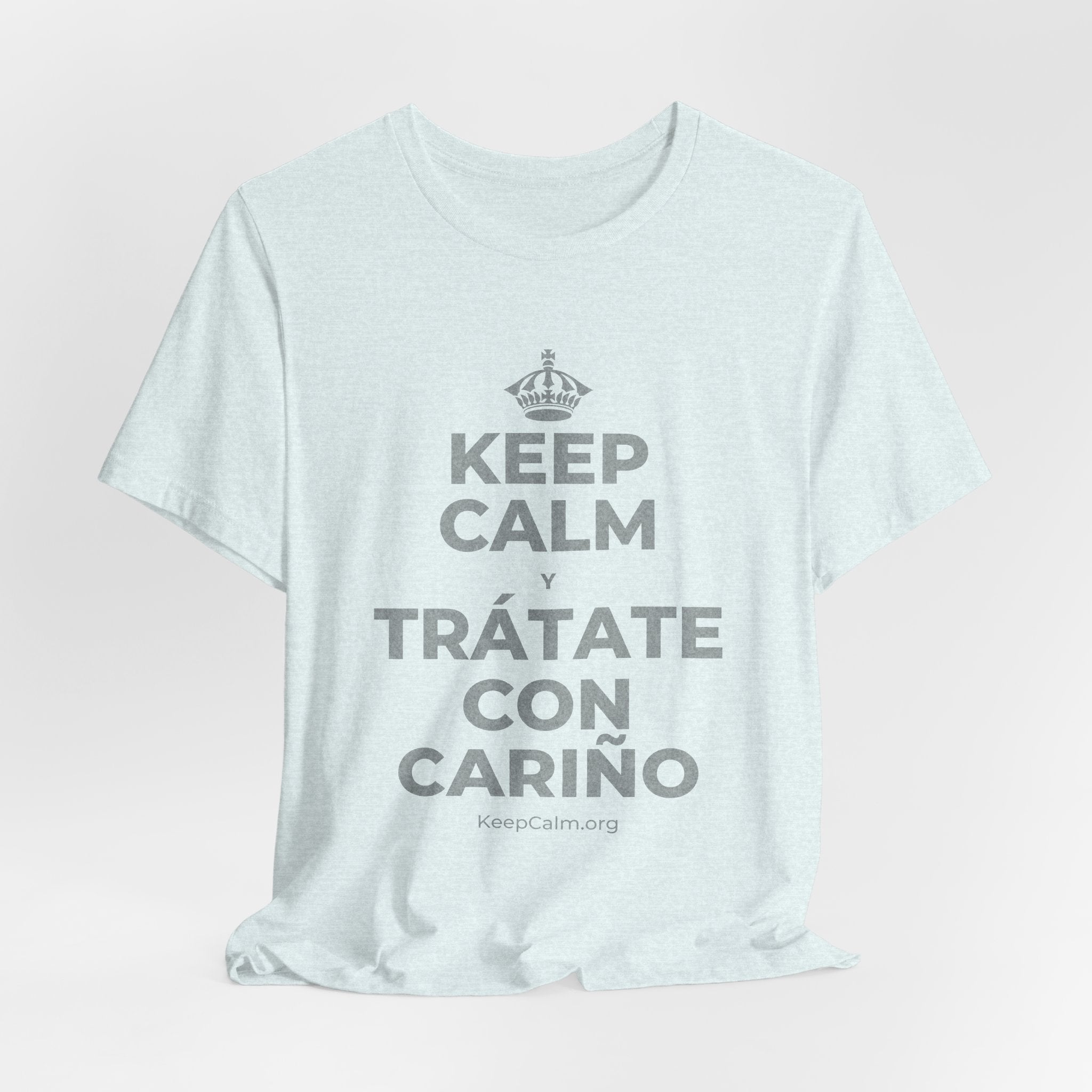 KEEP CALM Y TRÁTATE CON CARIÑO T-Shirt (Soft Cream–Heather Mauve)