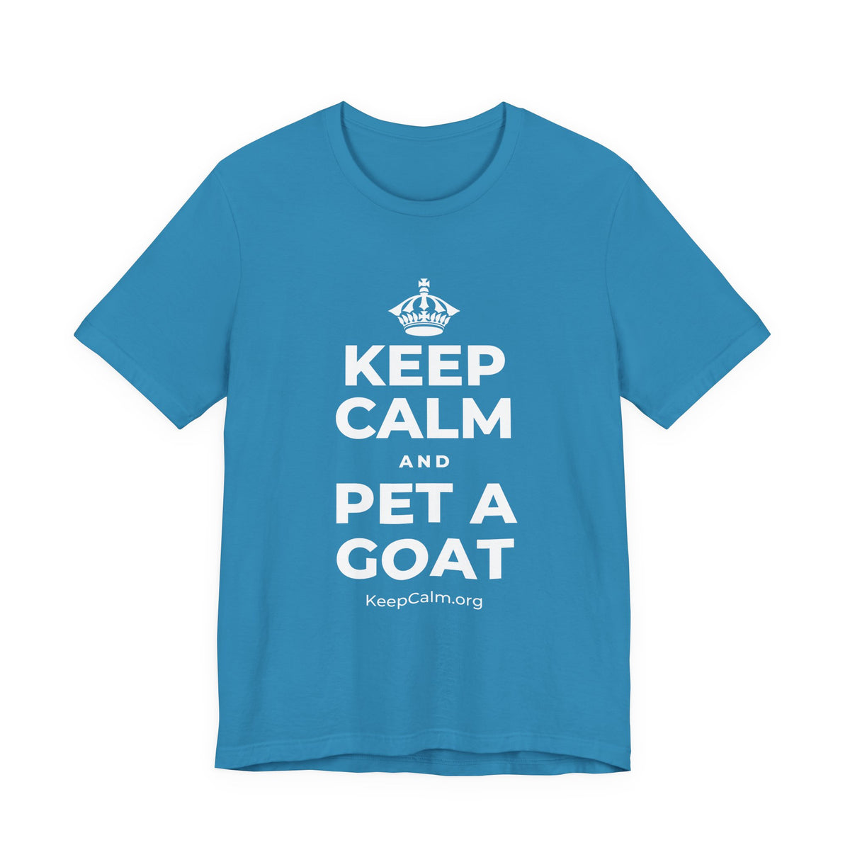KEEP CALM AND PET A GOAT T-Shirt (White–Asphalt)